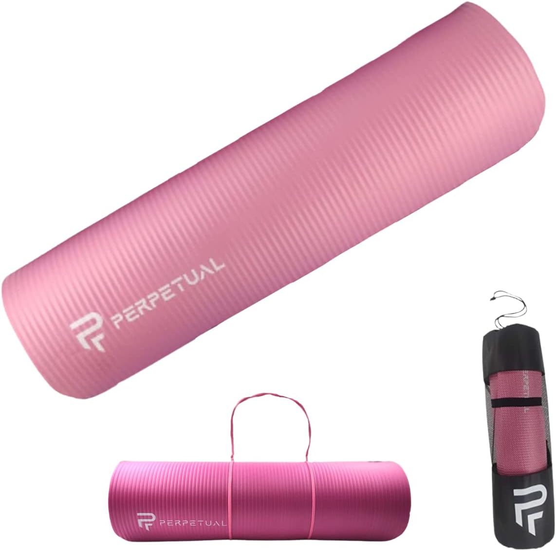 Esterilla De Yoga Y Pilates Antideslizante De 10mm Perpetual Con Correa Y Bolsa De Transporte - rosa - 