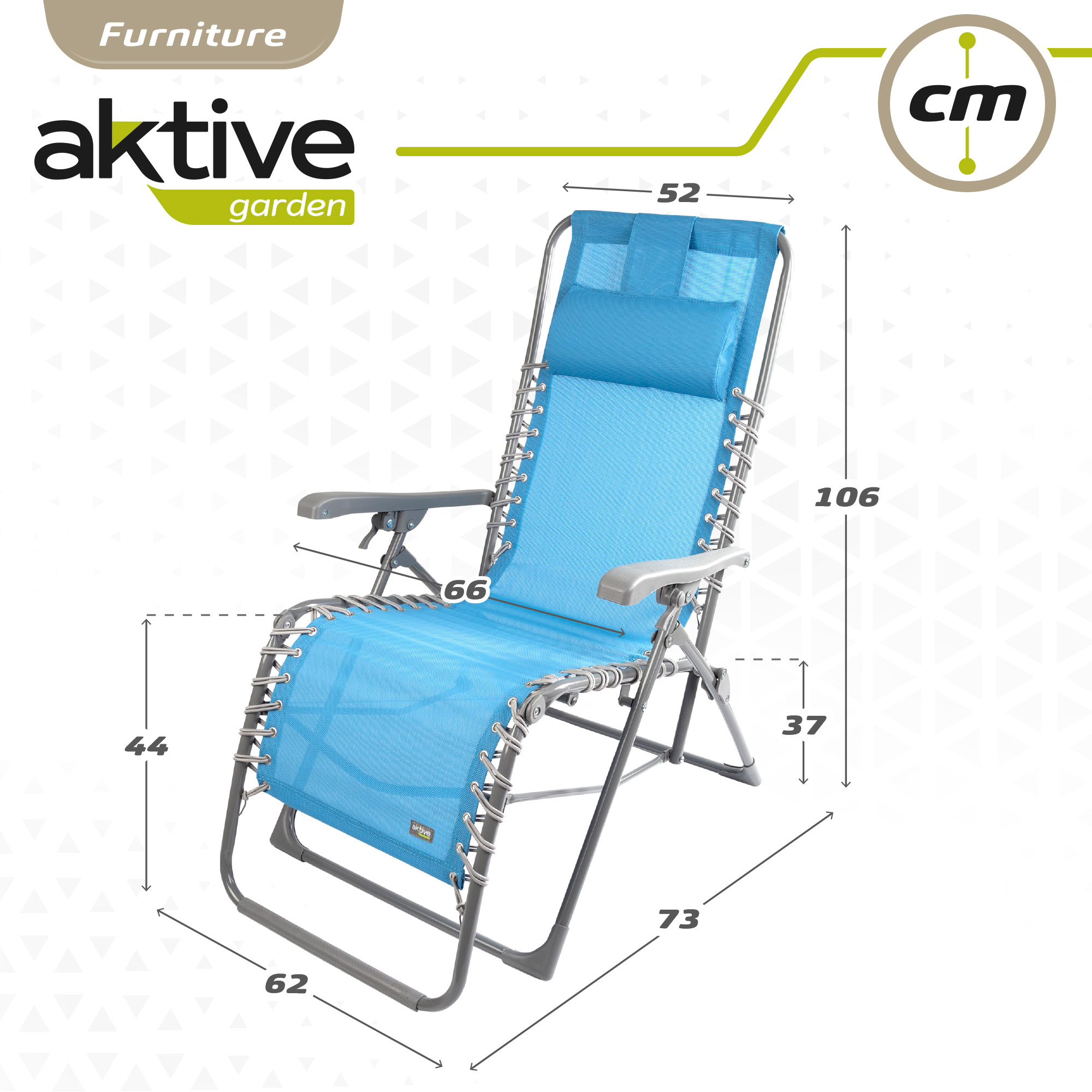 Cadeira Espreguiçadeira De Jardim Dobrável Gravidade Zero Azul C/almofada Aktive