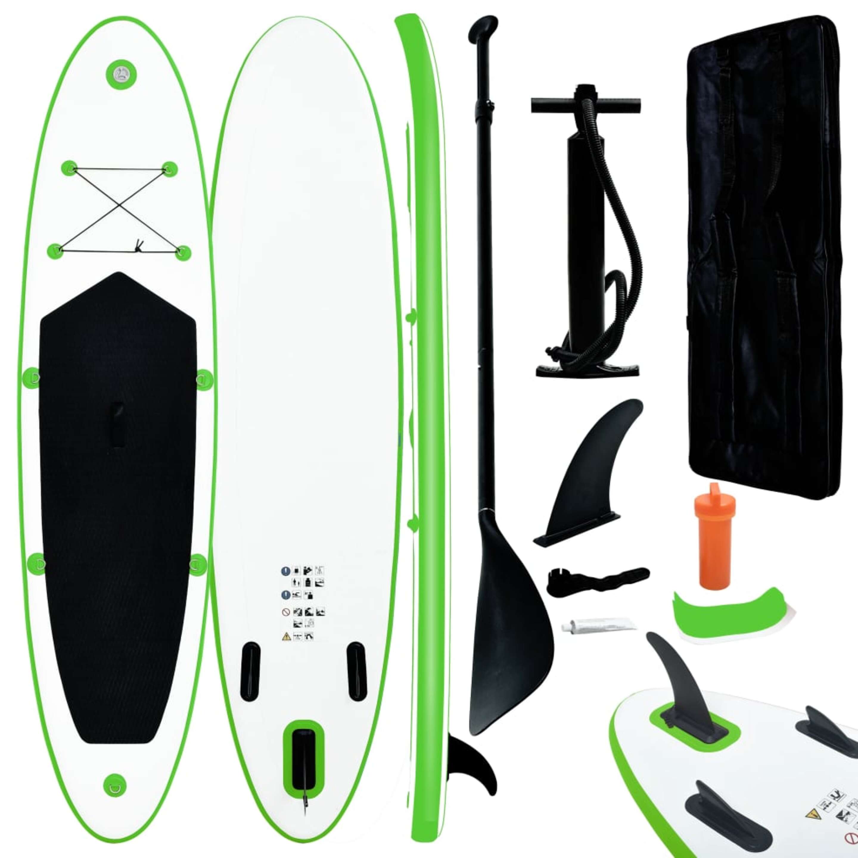 Juego De Tabla De Paddle Surf Hinchable Vidaxl - verde - 