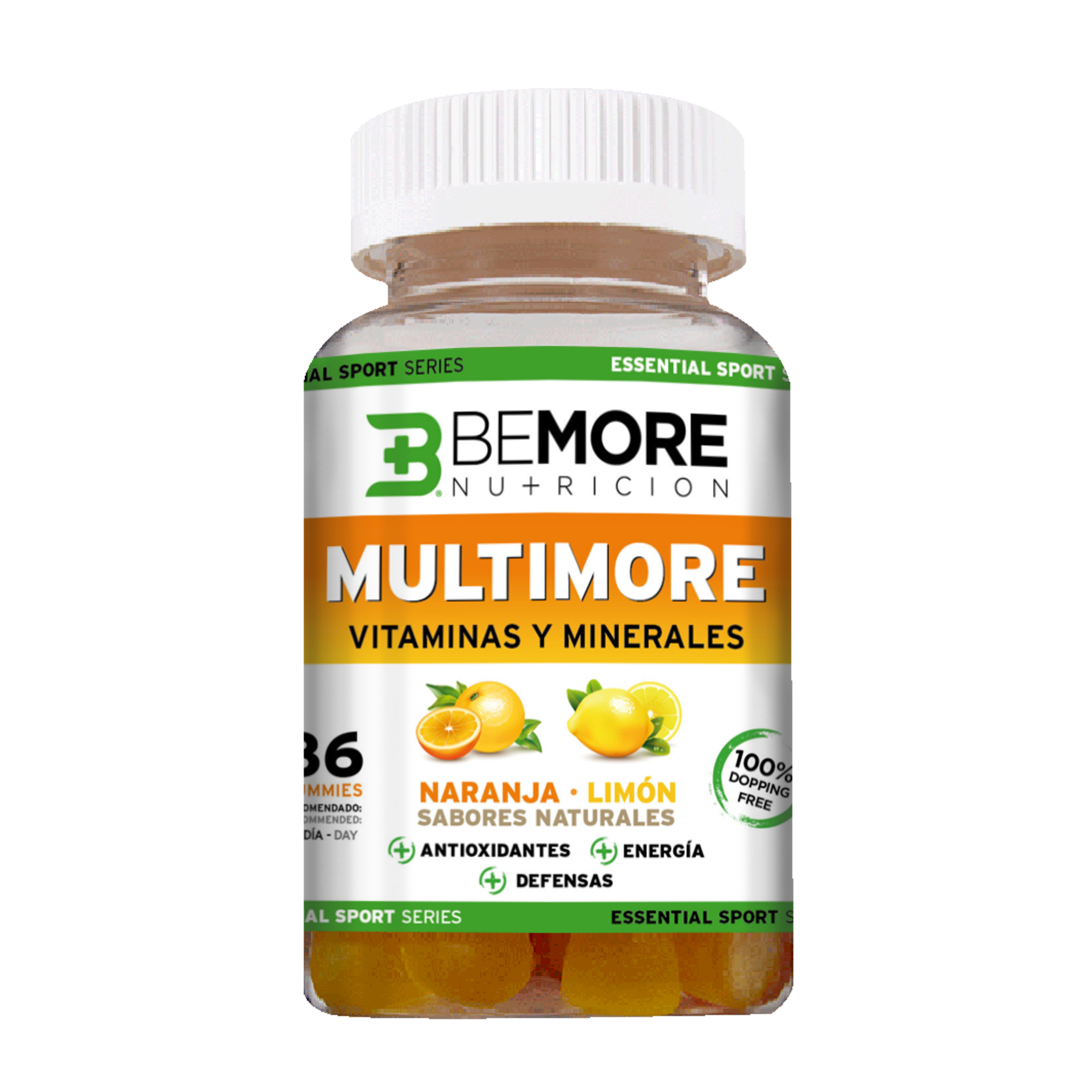 Multivitamínico Naranja – Limón Con Jalea Real. Sin Azúcar. Sin Gluten. 86 Gummies.