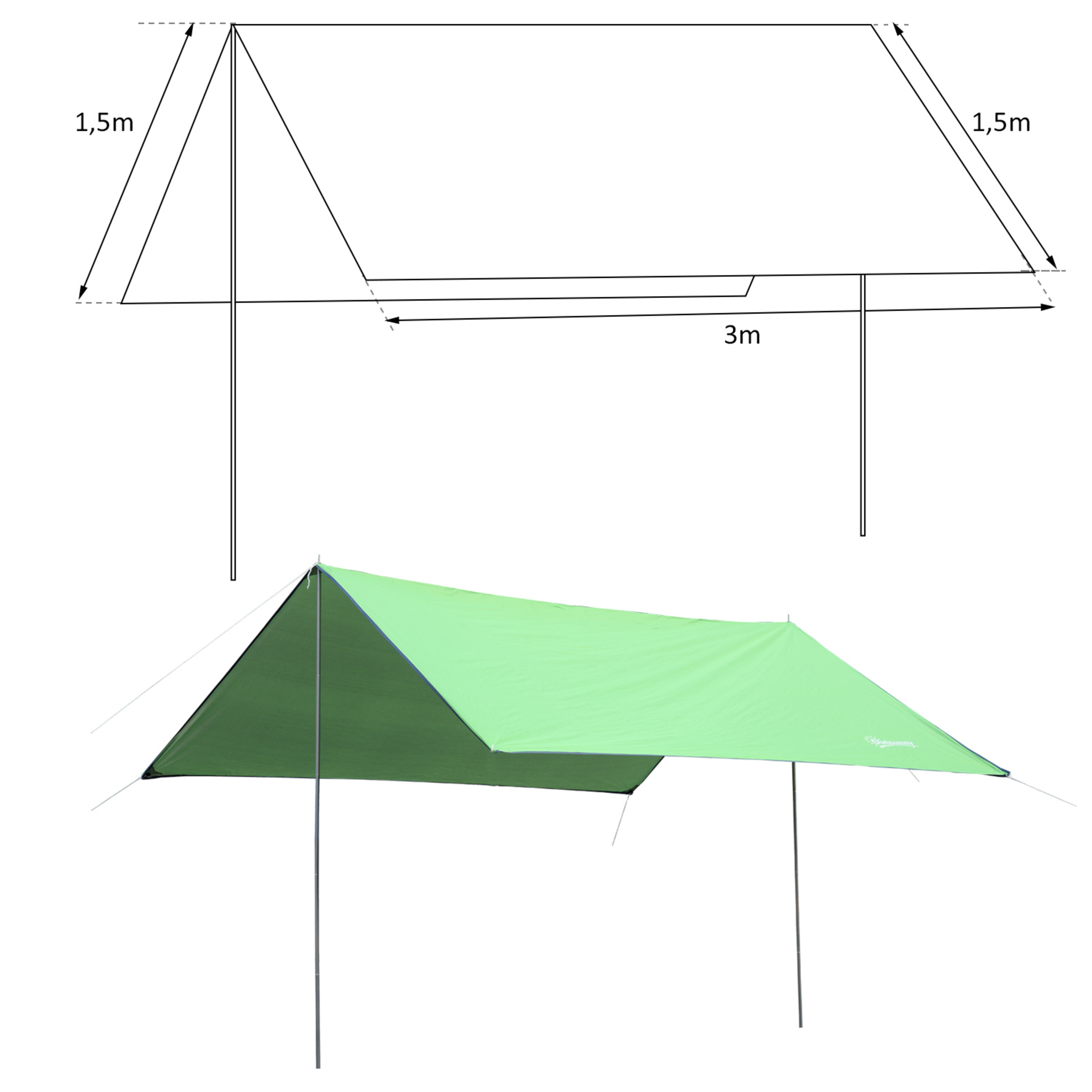 Outsunny® Toldo De Refugio Portátil Impermeable Carpa Tienda De Campaña Grande Para Camping Playa Pi