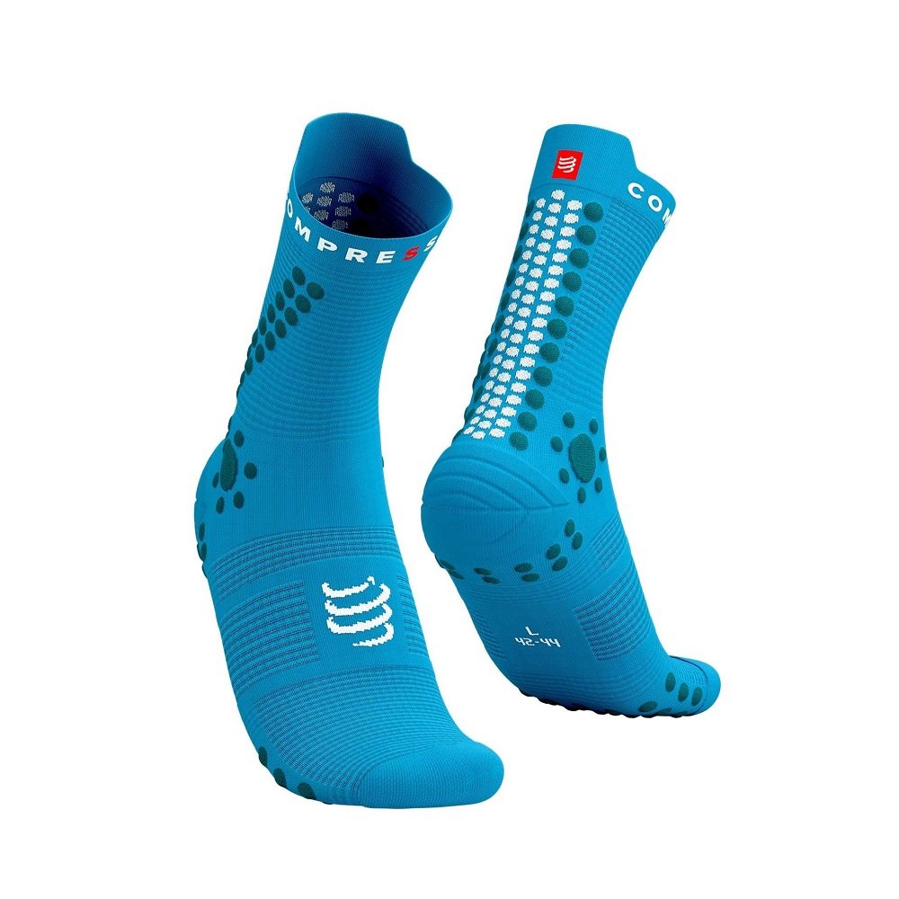 Meias Pro Racing Trail Socks V4.0 Azul Claro Compressport | Sport Zone MKP