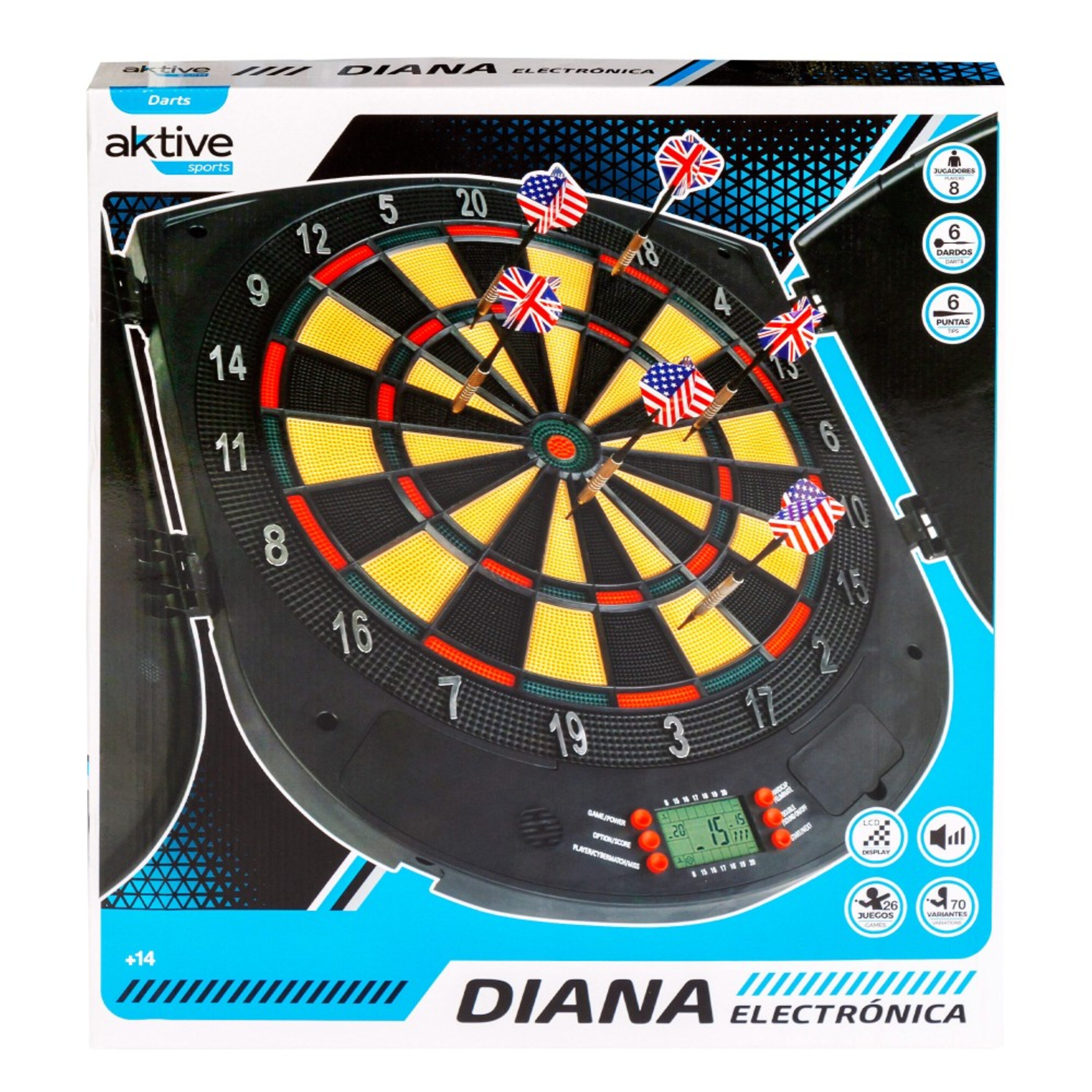 Diana Electrónica 50x45 Cm Con 6 Dardos Aktive - Multicolor  MKP