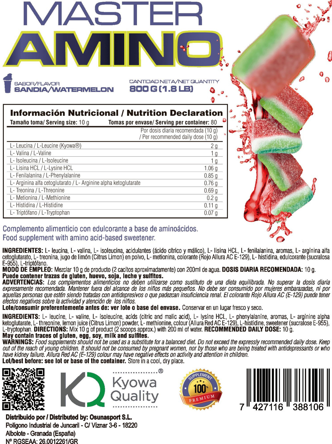 Master Amino - 800g De Mm Supplements Sabor Sandias De Gominola  MKP