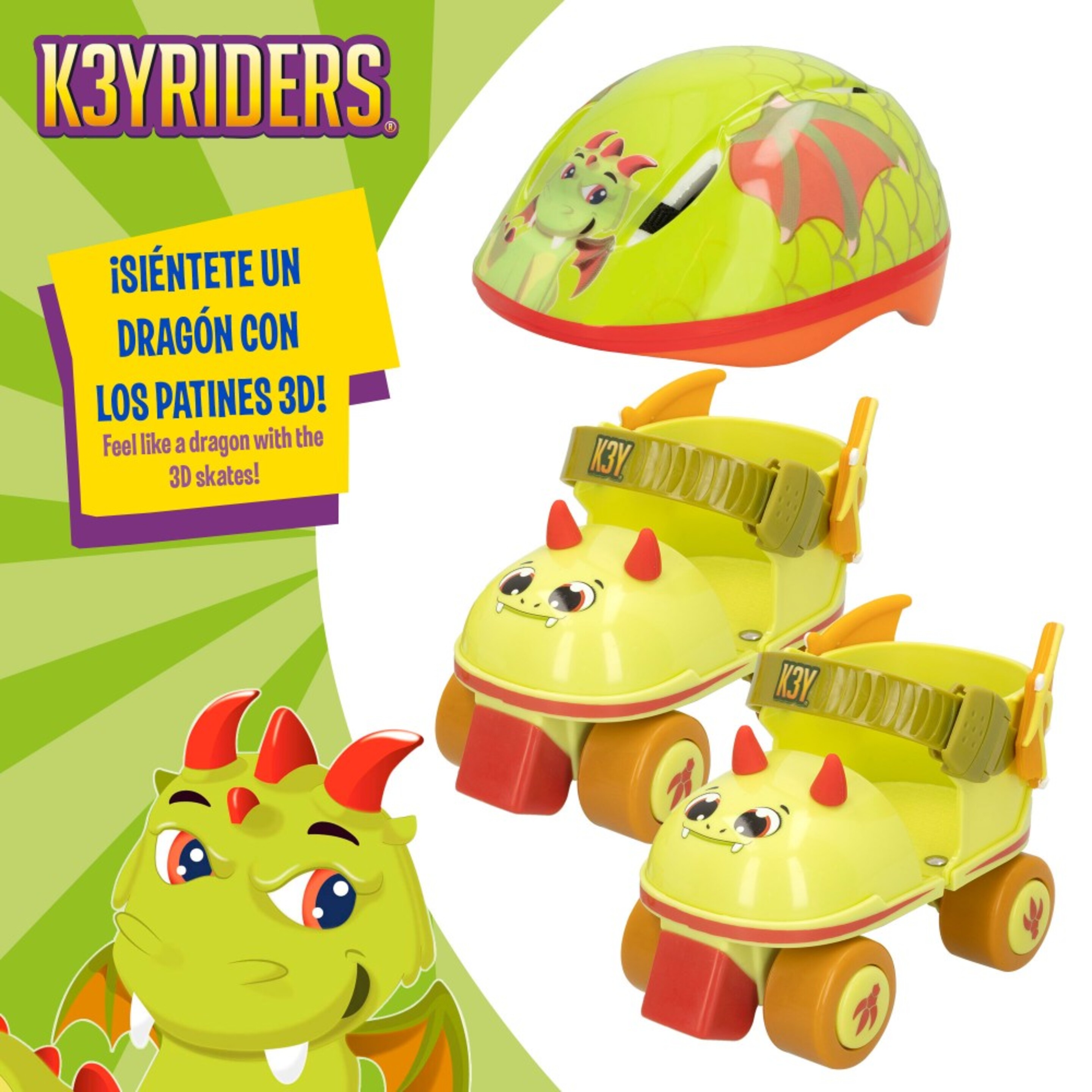 Keyriders-combo Patines Y Casco 3d Dragon - Multicolor  MKP