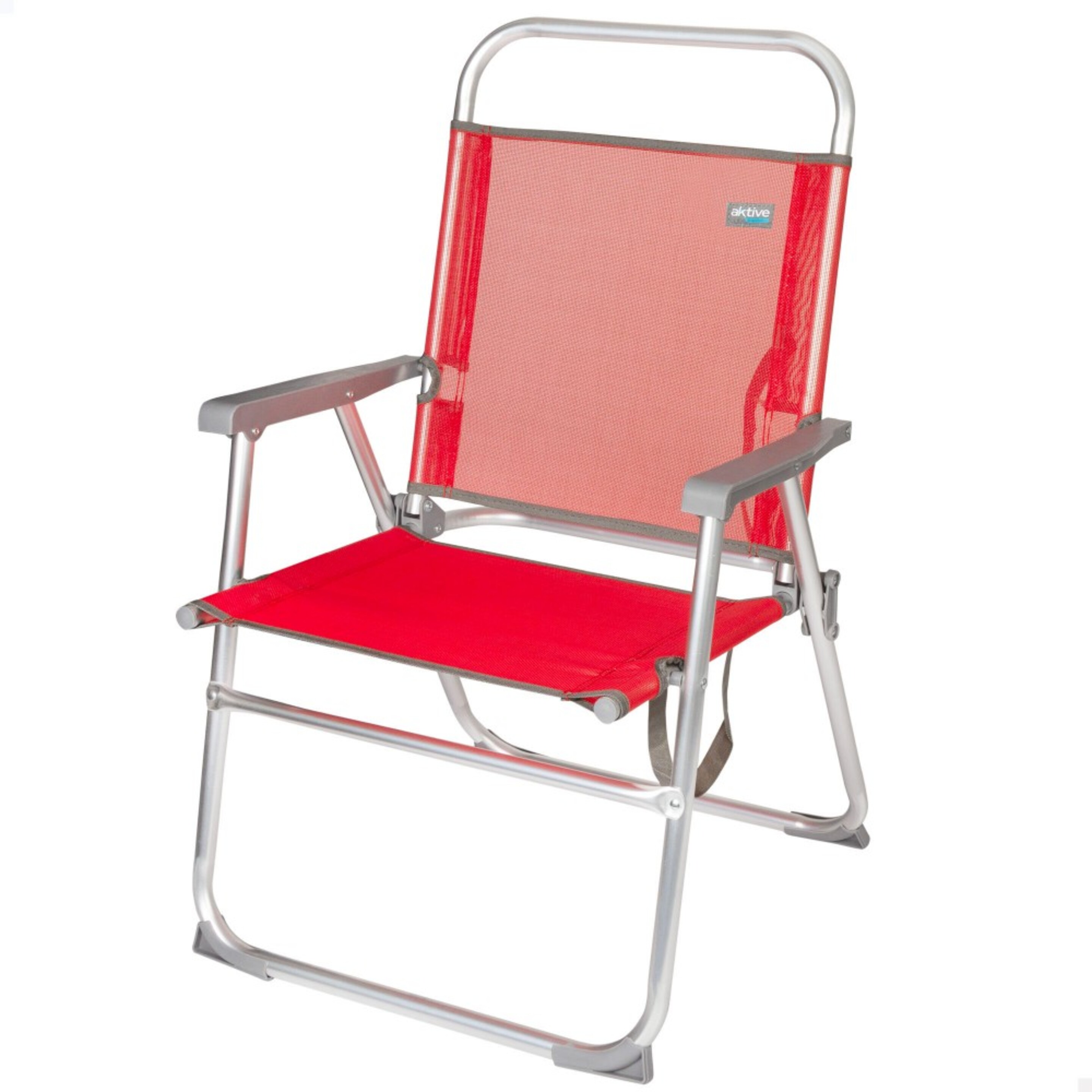 Cadeira Dobrável Fixa Alumínio Aktive Beach  - Vermelho