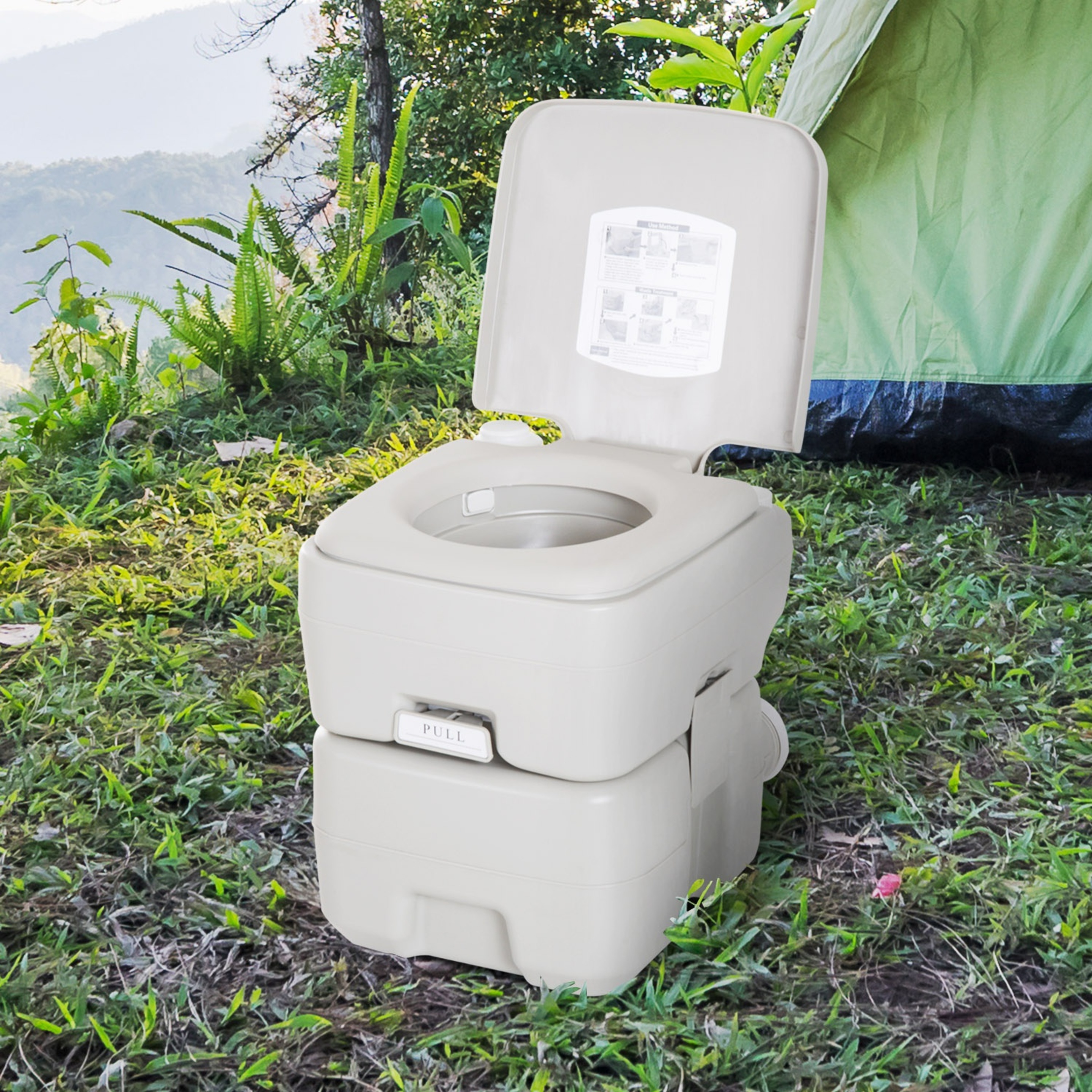 Kleankin Inodoro Portátil Químico Baño 20l Con Tapa Para Camping Viaje