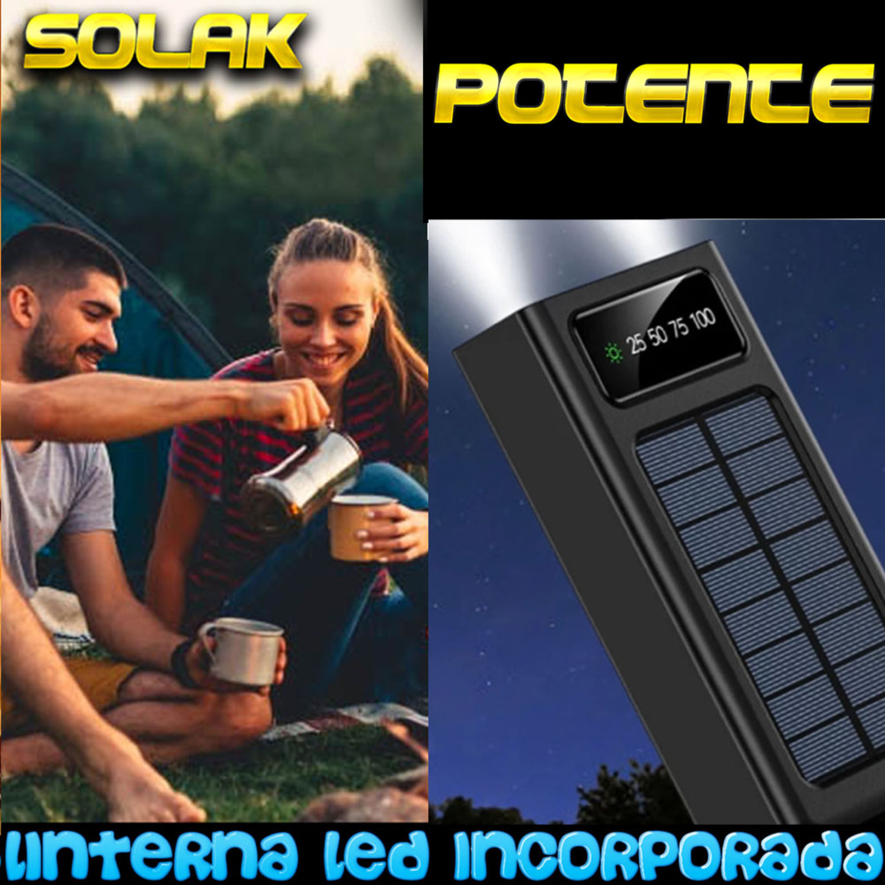 Carregador Solar 10000 Mah Para Telefone Movil Smartwatch Fones De Ouvido