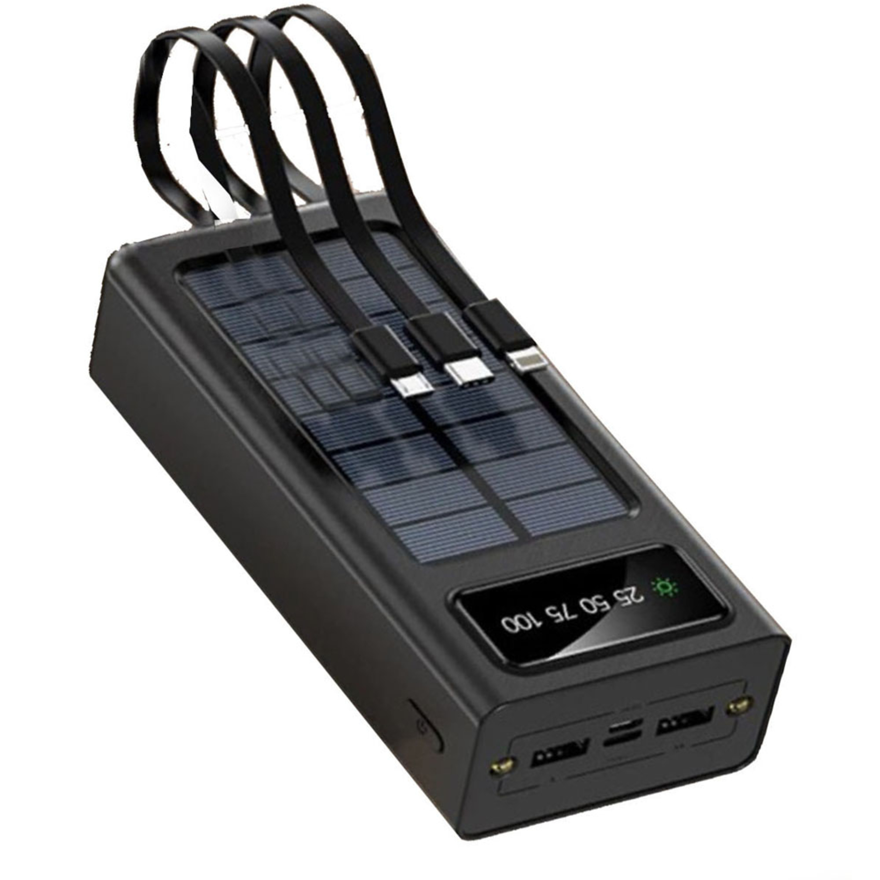 Cargador Solar 20000 Mah Con Linternad Led Bateria Externa Powerbank Potente Portatil - negro - 