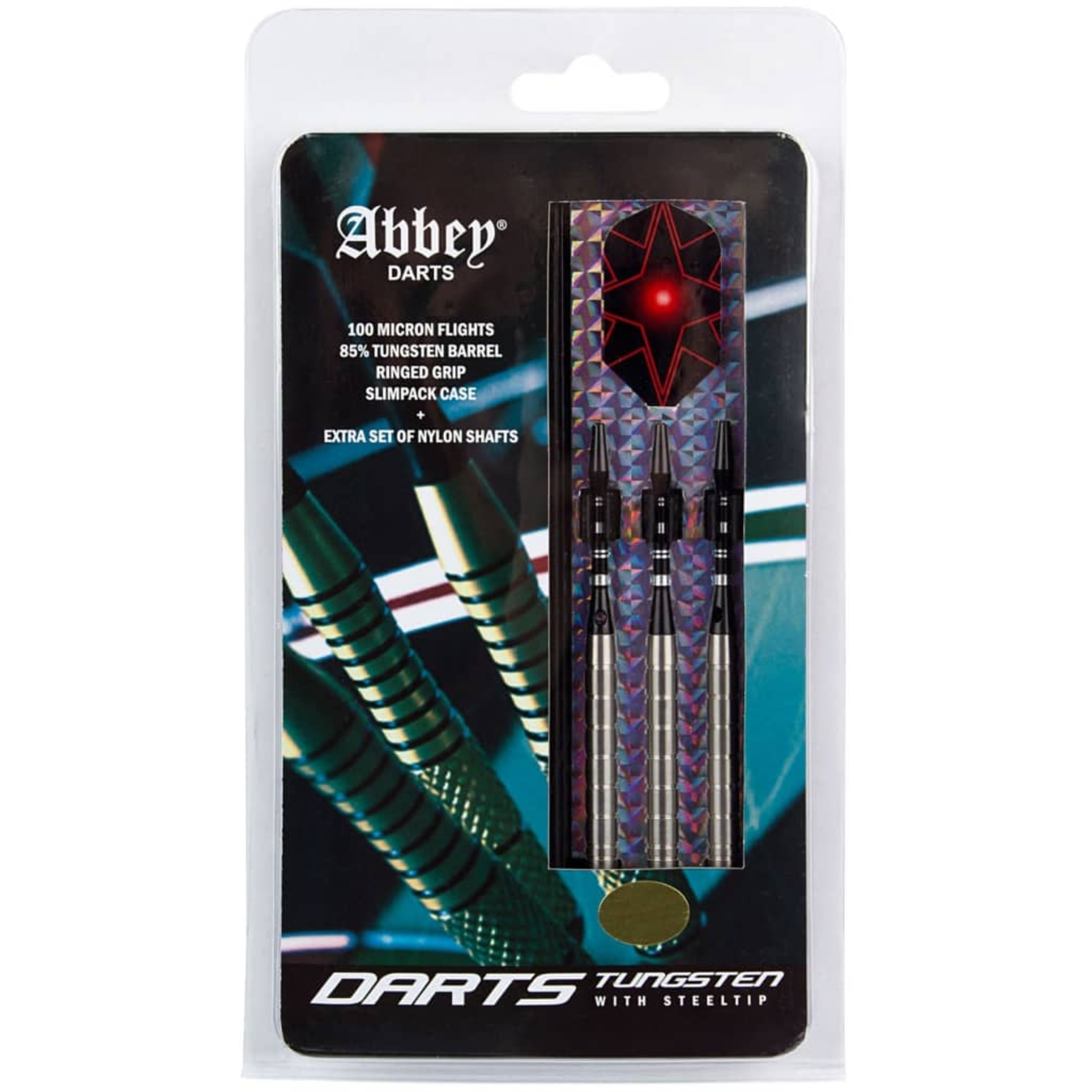 Abbey Darts Set De Dardos 3 Unidades 85% Tungsteno Plateado 24 G