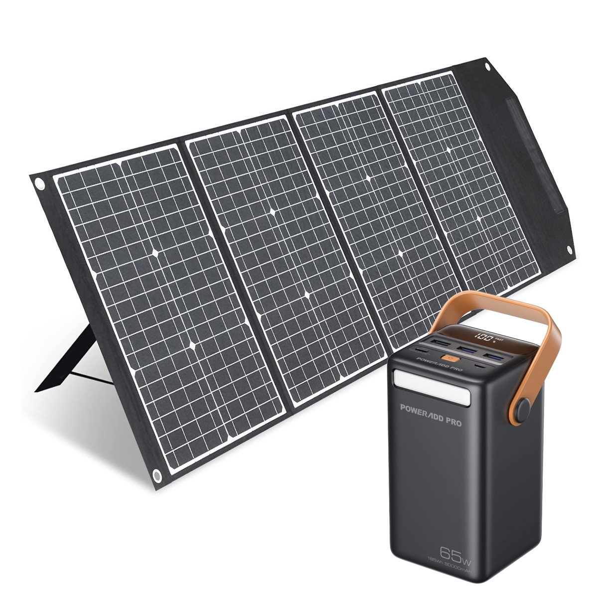 Painel Solar Carregador Klack Dobrável Portátil 100w E Powerbank - Banco De Energia De 50.000 Mah - 65w
