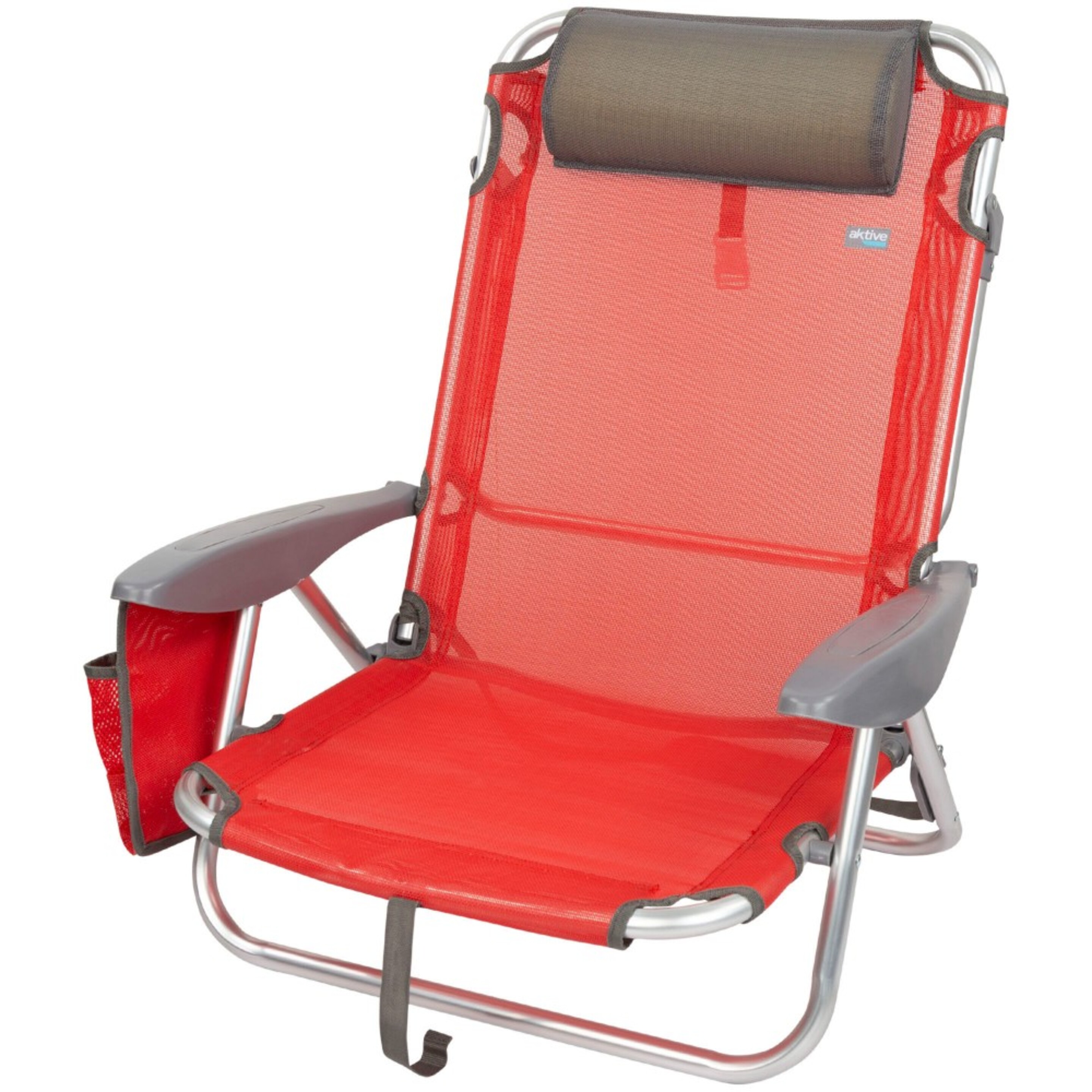 Cadeira De Praia Reclinável Dobrável Com Almofada Vermelha Aktive - rojo - 