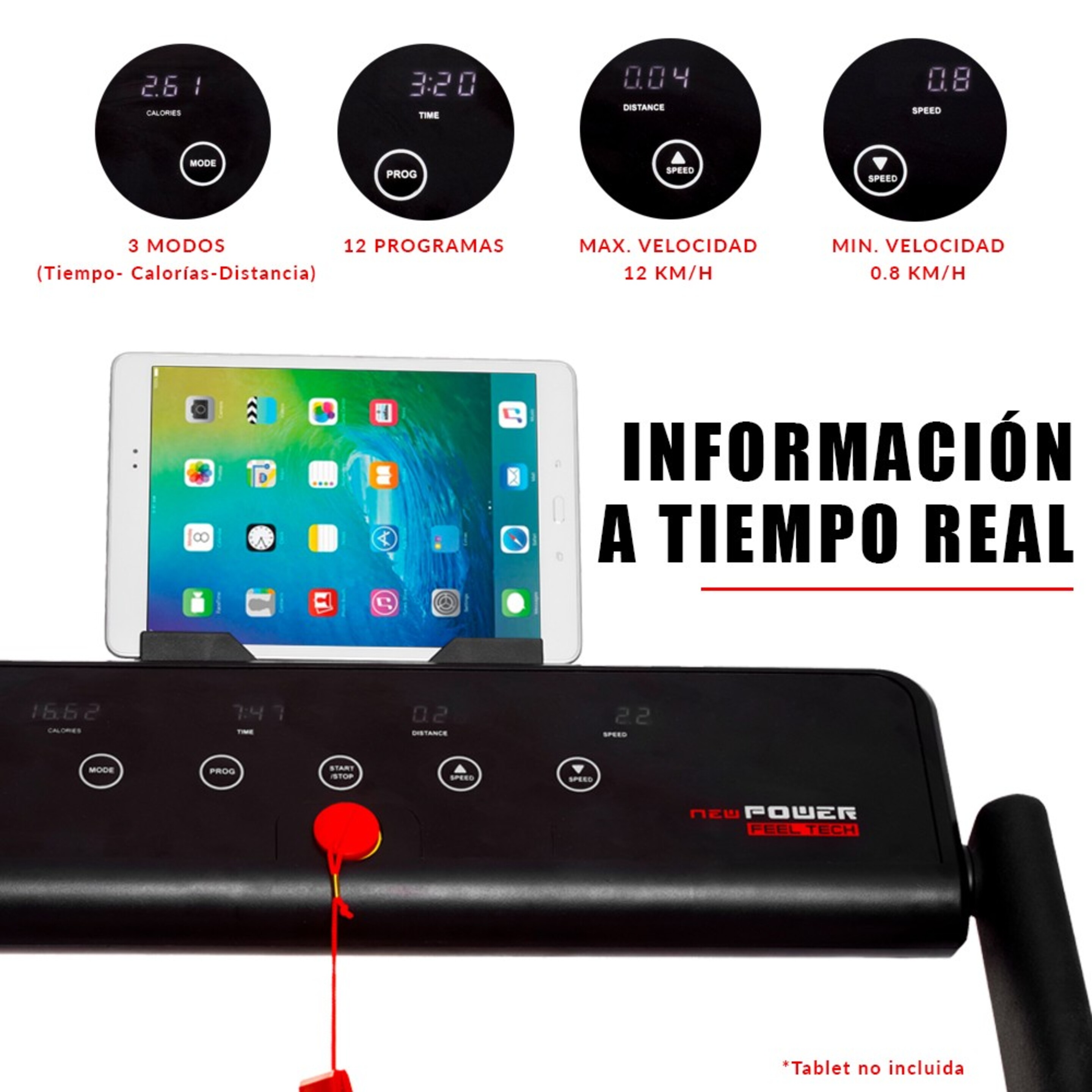 Newpower-cinta De Correr Eléctrica Plegable Feeltech(1000w)Hasta 12km/h+soporte Tablet Y Bluetooth