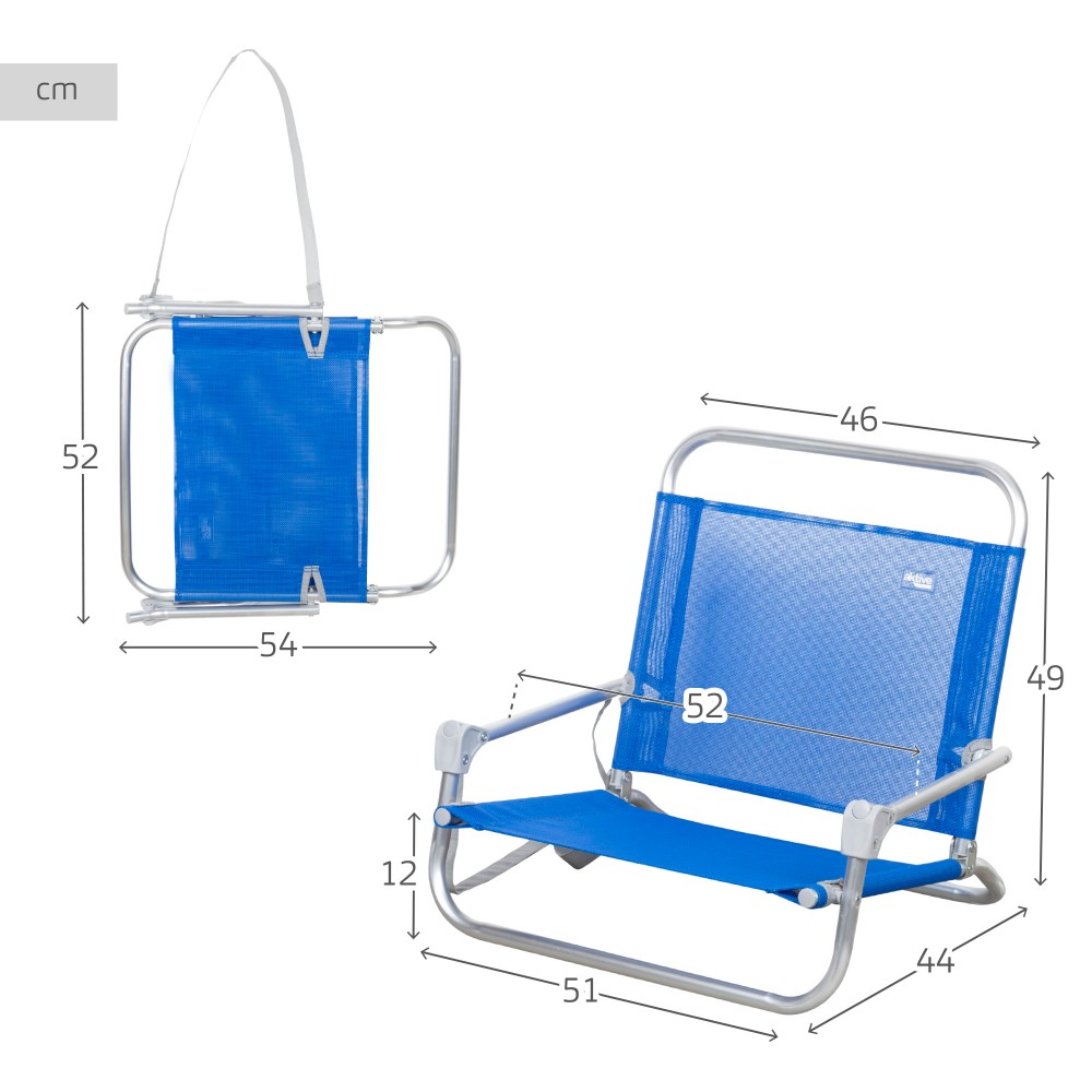 Aktive Cadeira De Praia Pequena Dobrável Azul C/alça De Ombro
