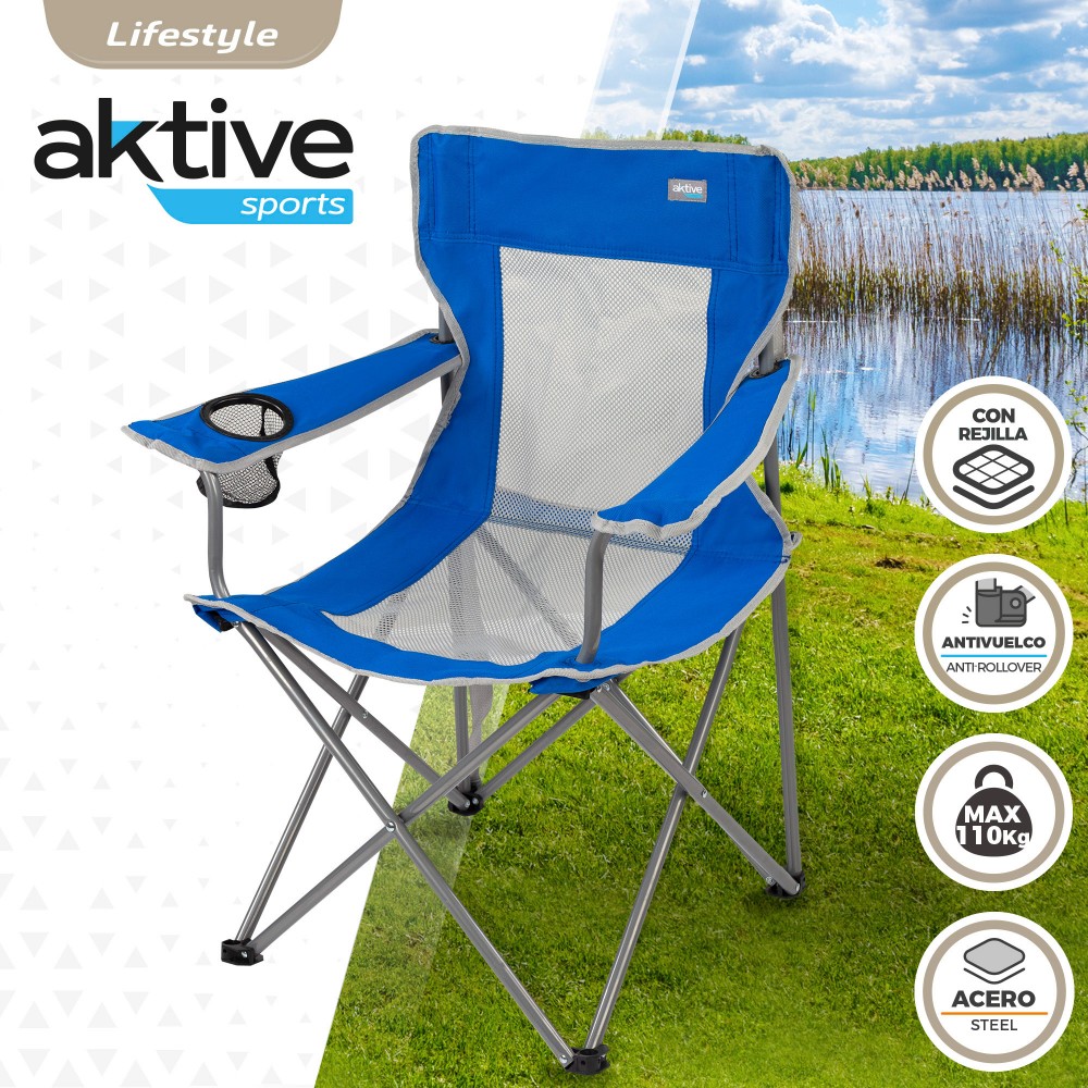Cadeira De Camping Dobrável Com Porta-copos E Encostopirável Aktive