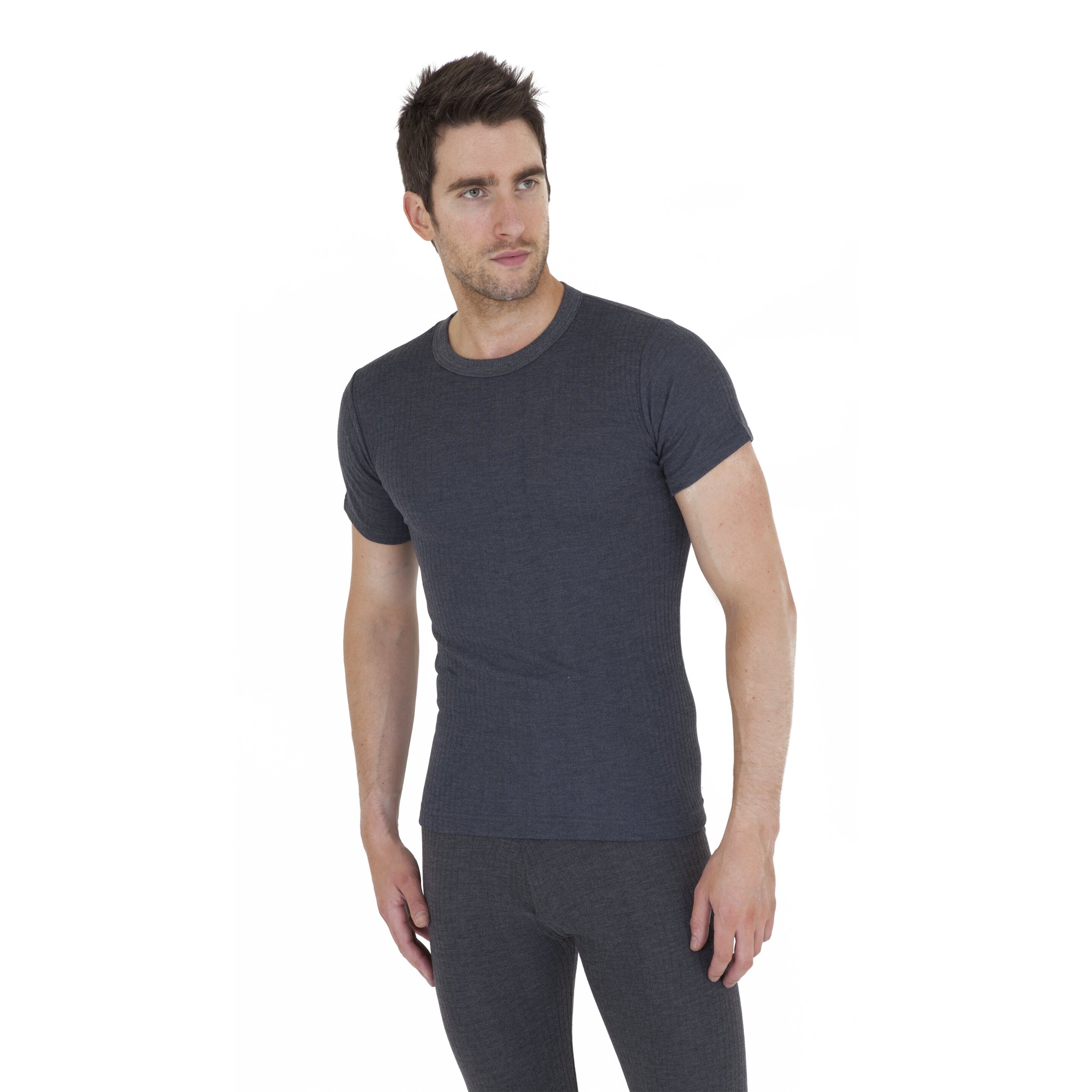 Camiseta Interior Térmica Manga Corta Modelo Polyviscosa - gris-oscuro - 