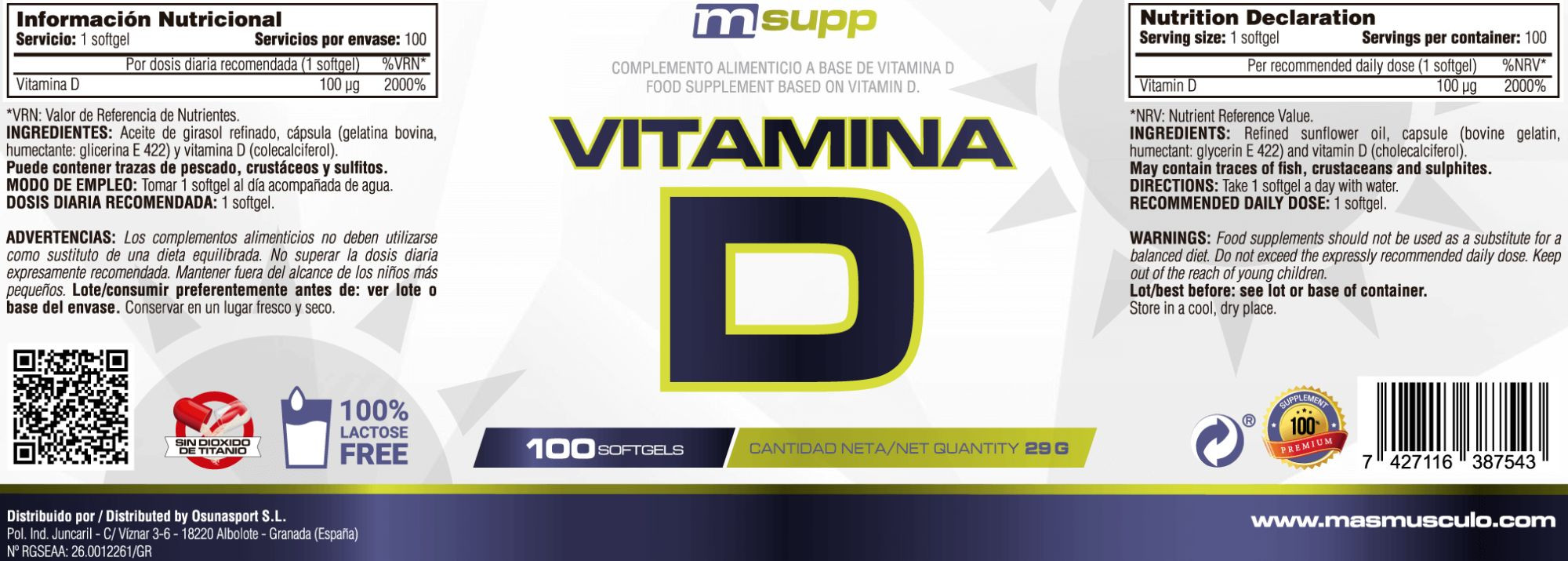 Vitamina D - 100 Softgels De Mm Supplements