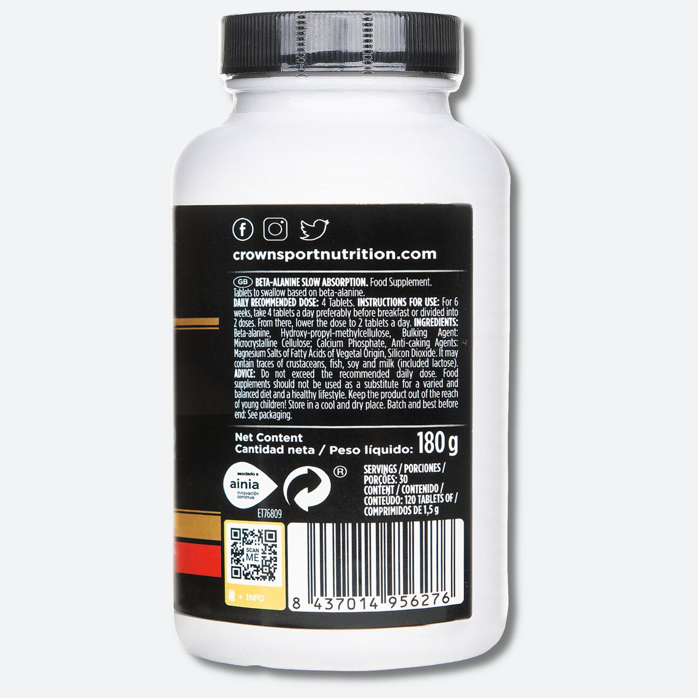 Bote De Aminoácidos No Esenciales ‘beta Alanine Slow Absortion‘ 120 Cápsulas - 3200 Mg Por Toma  MKP