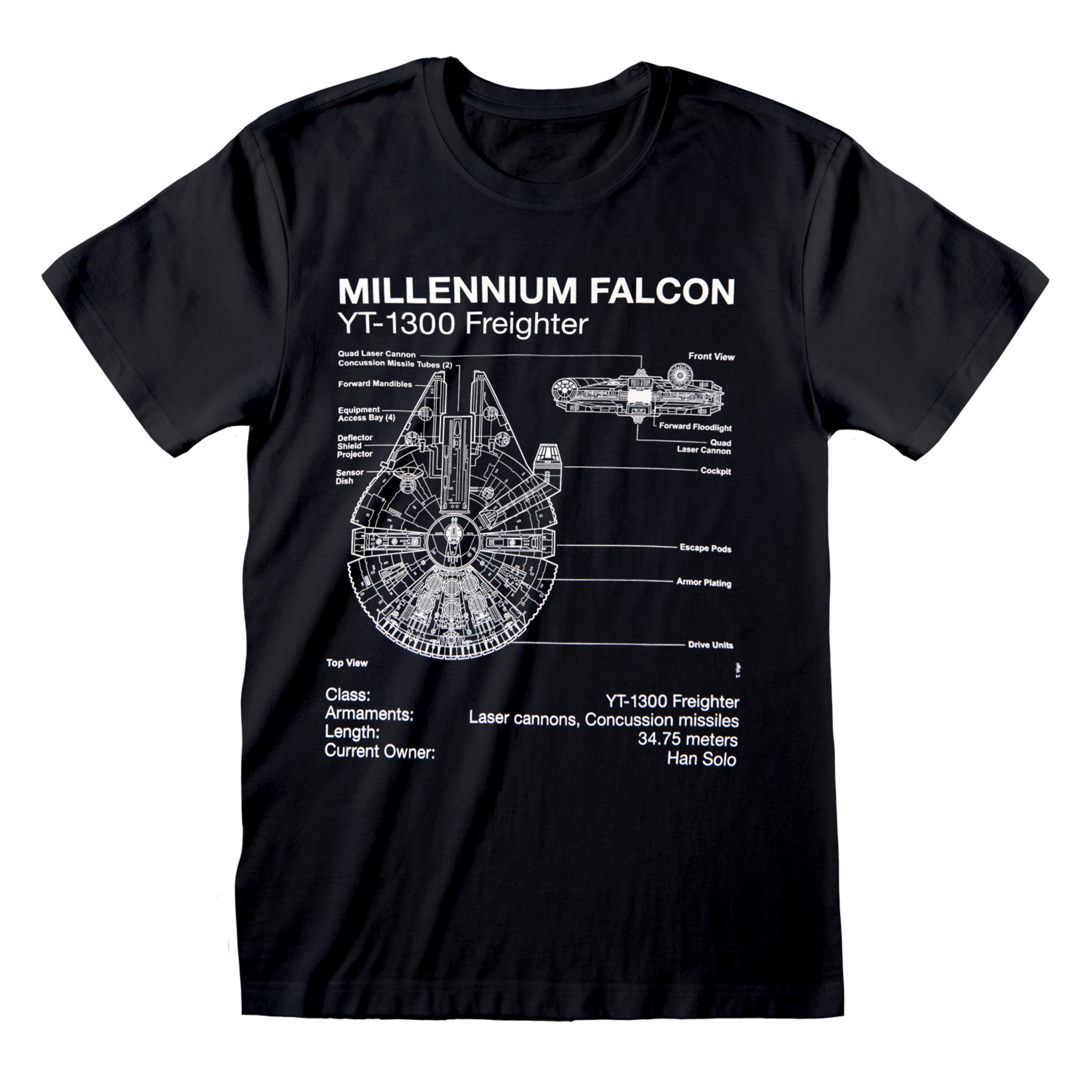 Camiseta Boceto Millennium Falcon La Guerra De Las Galaxias Star Wars