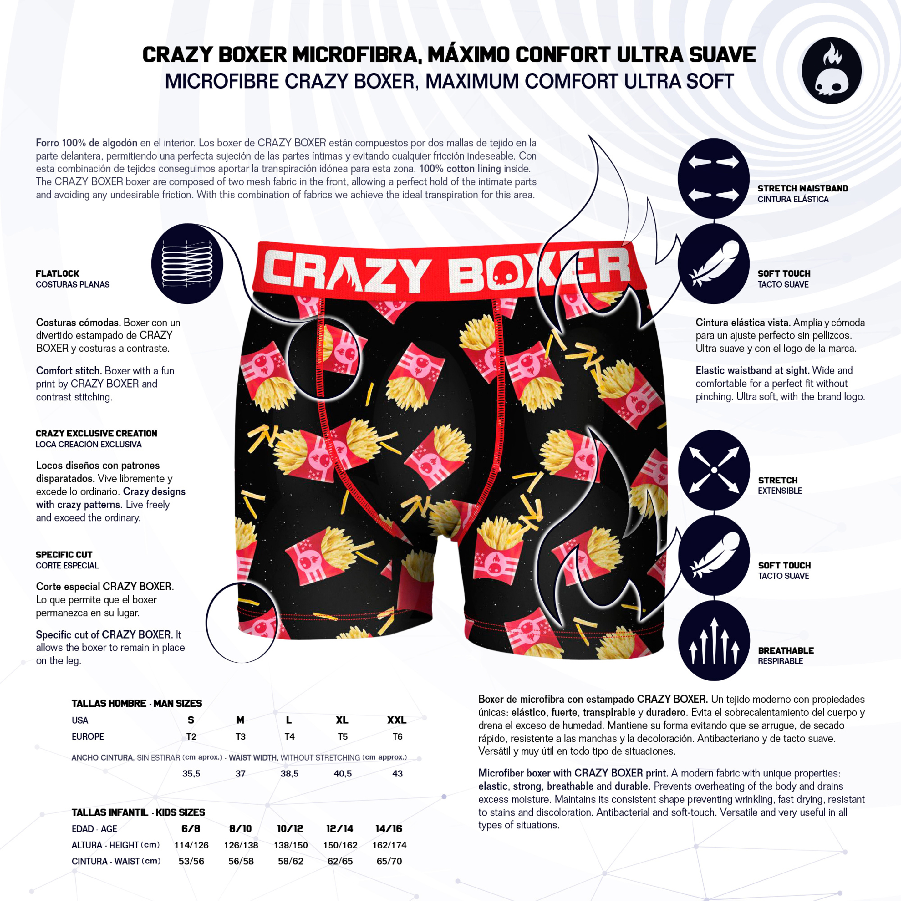 Calzoncillos Patatas Fritas Crazy Boxer Para Hombre - Multicolor  MKP