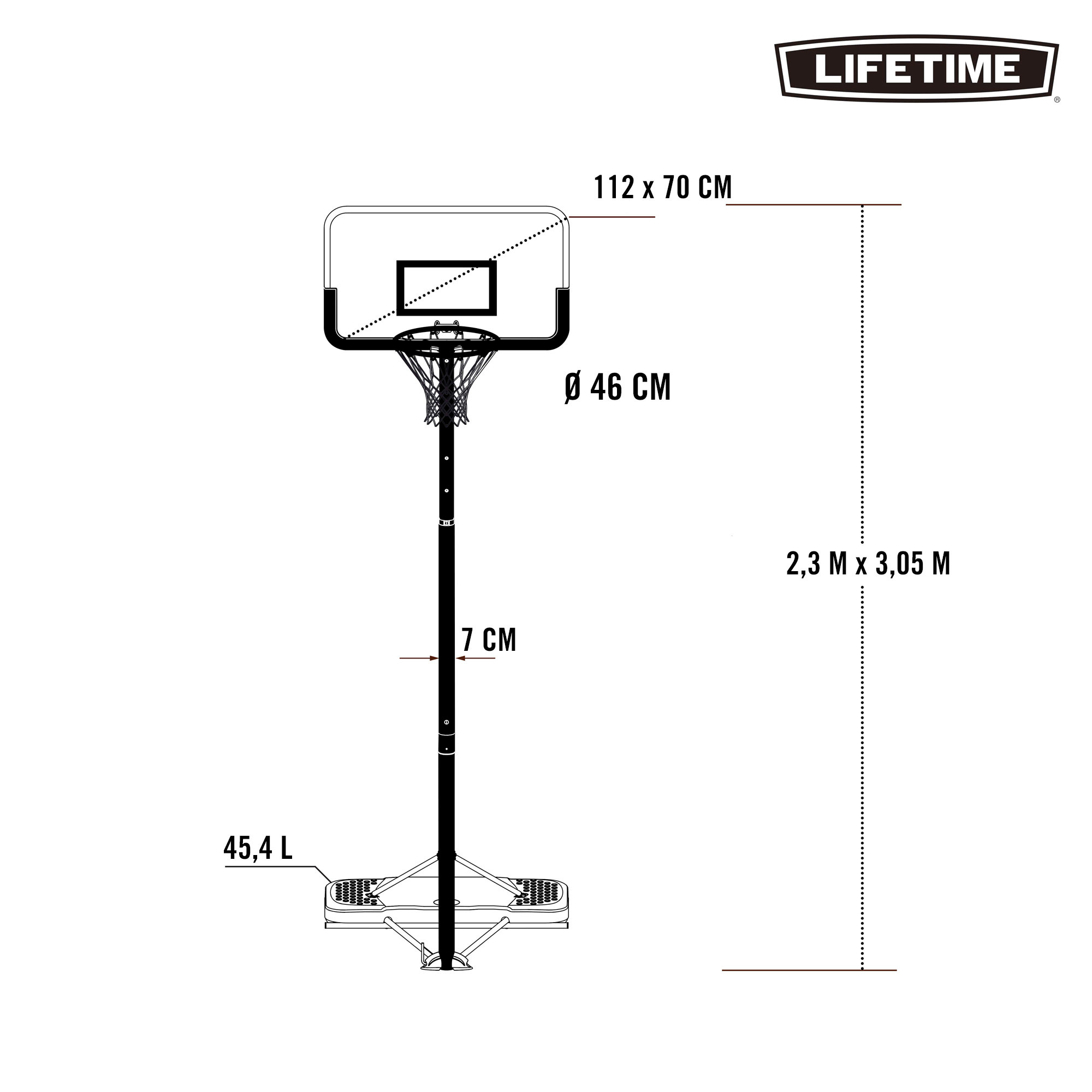 Canasta Baloncesto Ultrarresistente Lifetime Altura Regulable 229/305 Cm Uv100 - Canasta De Baloncesto  MKP