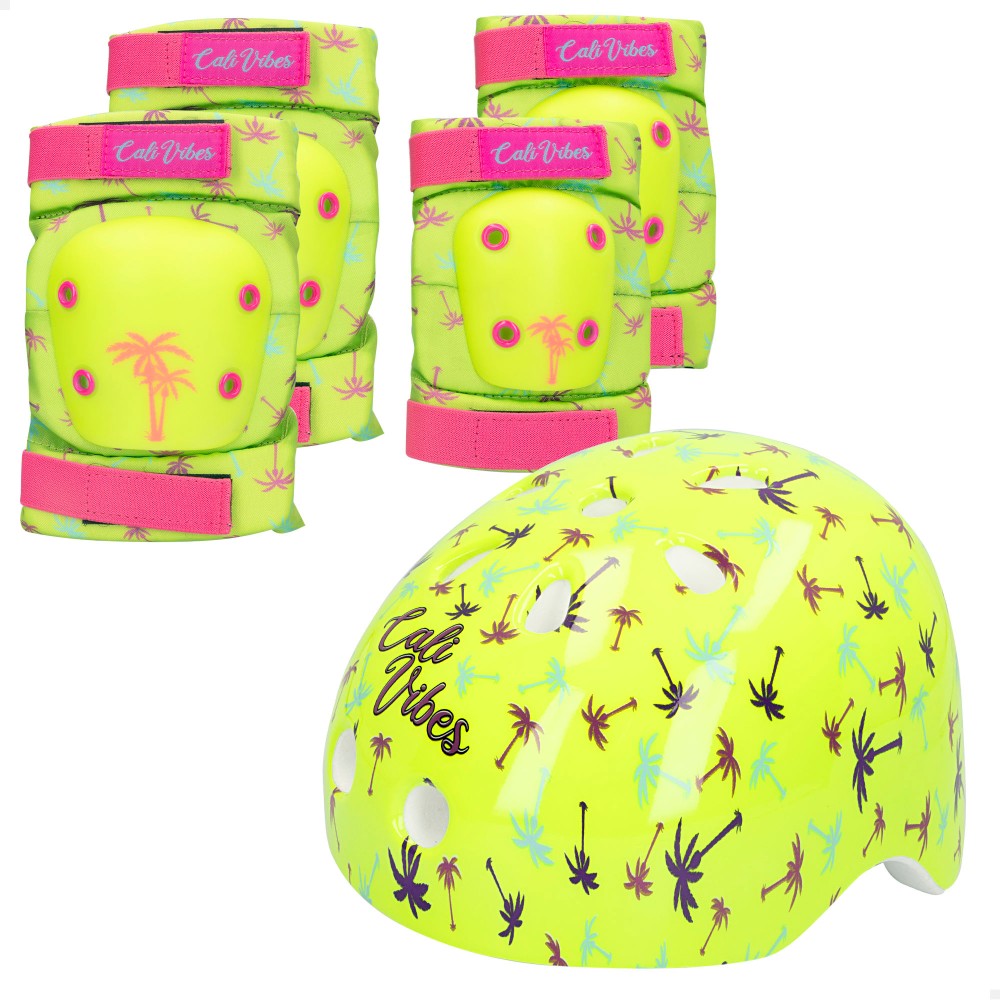 Conjunto De Capacete, Cotoveleiras E Joelheiras Amarelo Neon Cb Riders