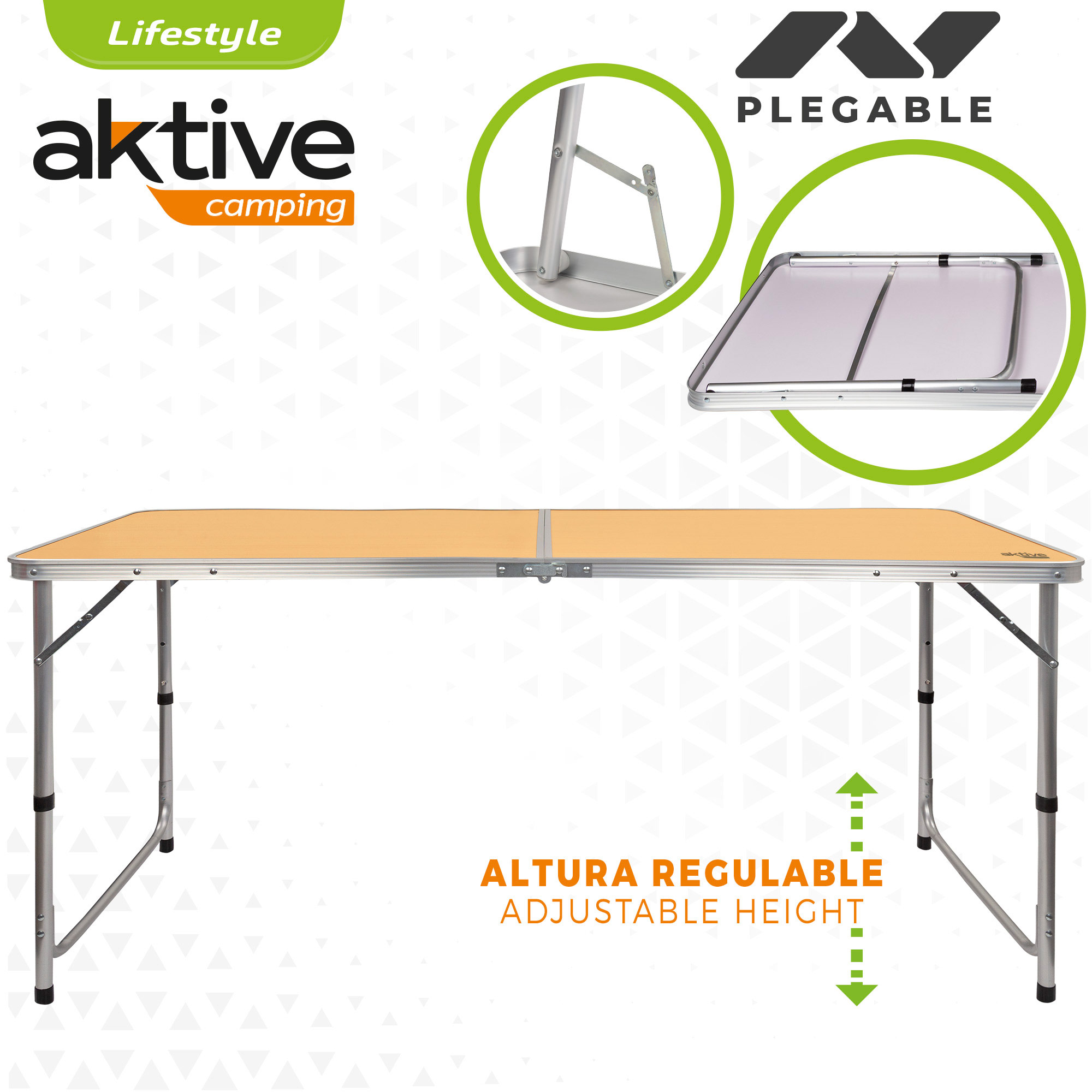 Mesa Plegable Camping Regulable Aktive Madera