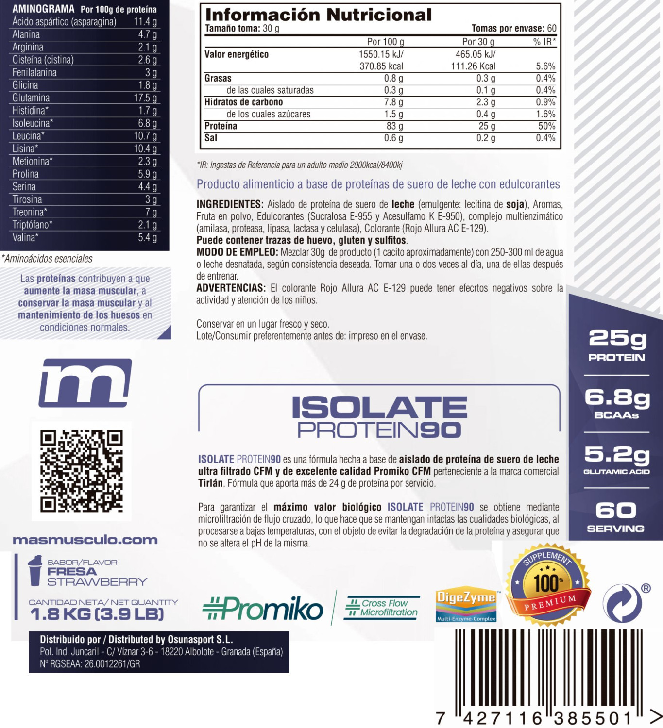 Isolate 90 Cfm - 1,8 Kg De Mm Supplements Sabor Fresa