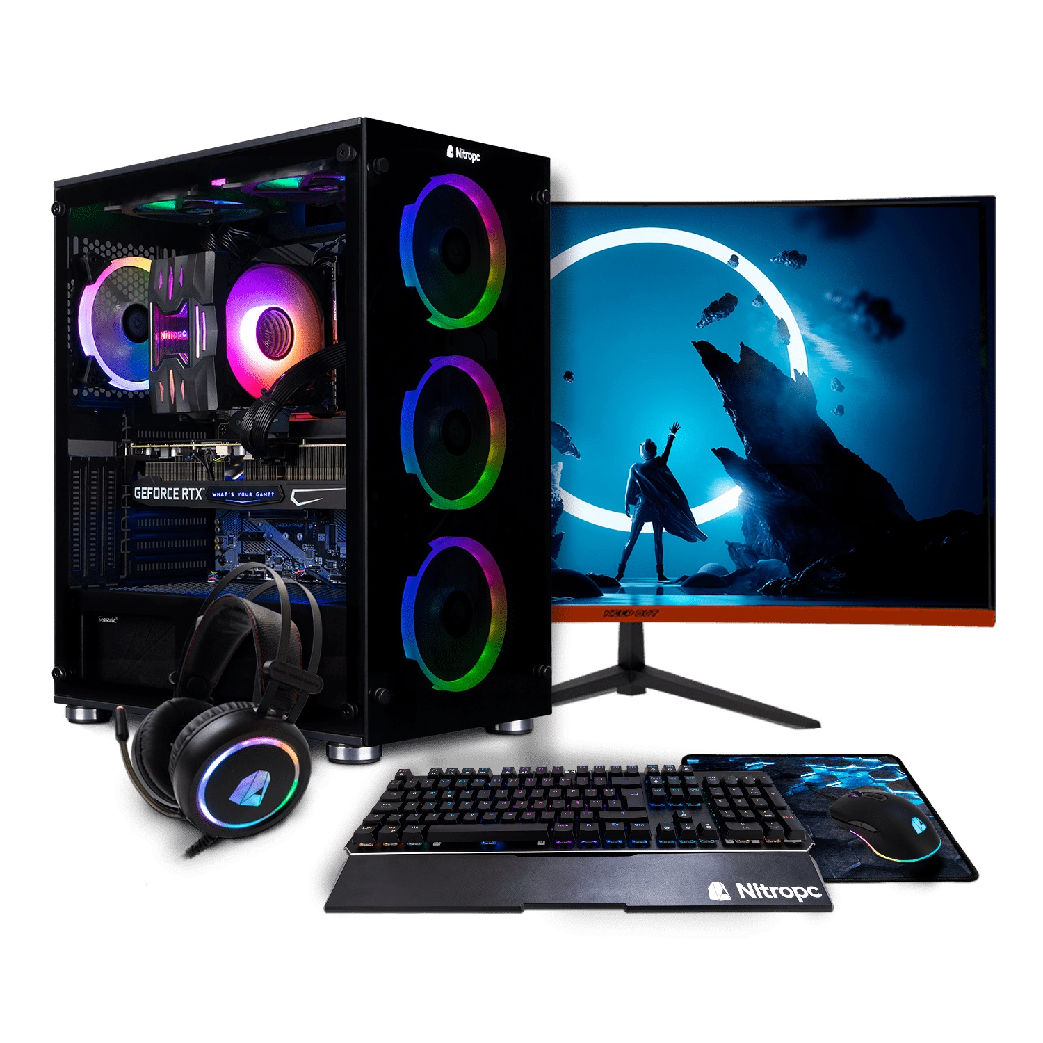 Pack Pc Gaming Nitropc Diamond Plus - Intel I7-11700, Rtx 3050 8g, 16g Ram, 1t M2, 1t Hdd - W11, Wi-fi