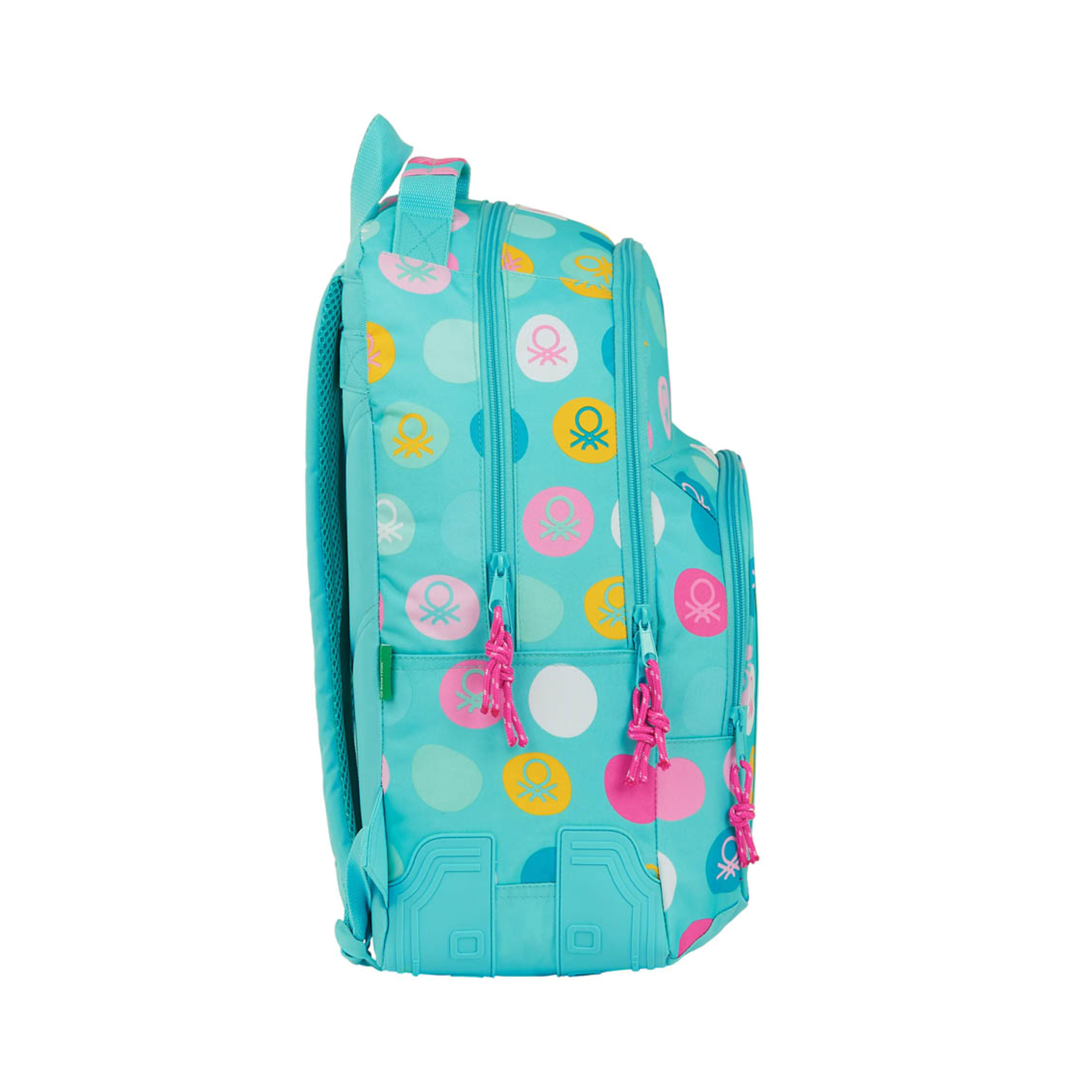 Mochila Benetton Topos Turquesa Doble Reforzada