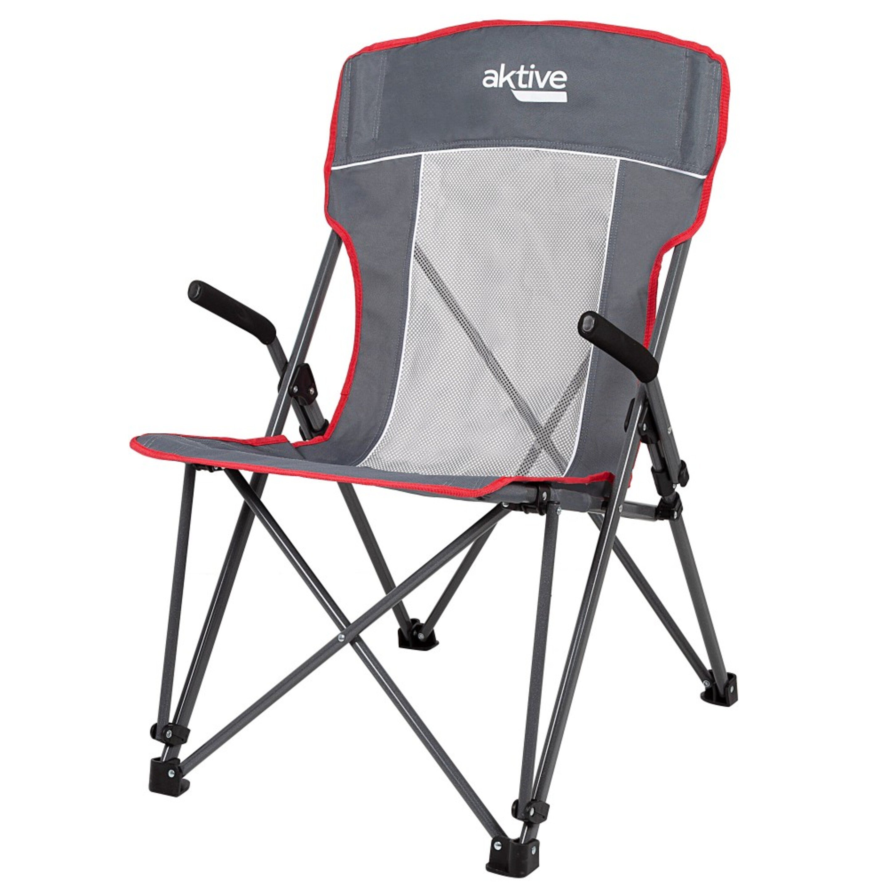 Cadeira De Campismo Dobrável Antitombo Cinza Com Braços Removíveis Aktive - negro - 