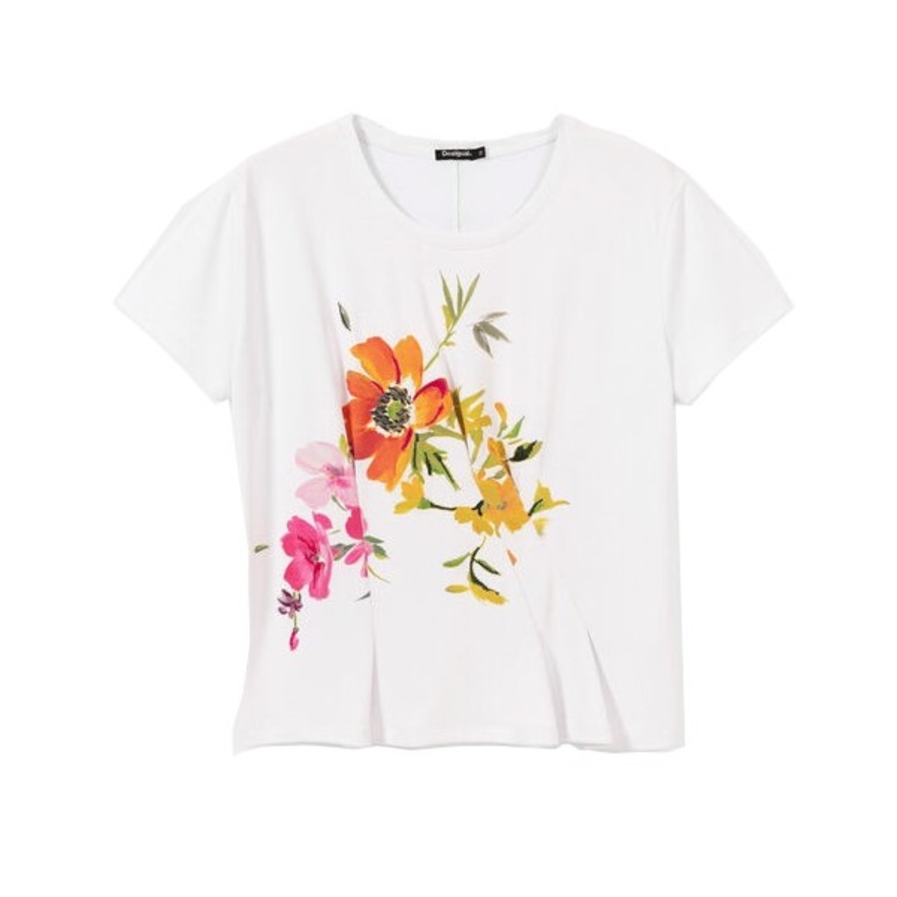 Camiseta Desigual Front Pleats Garden Blanco