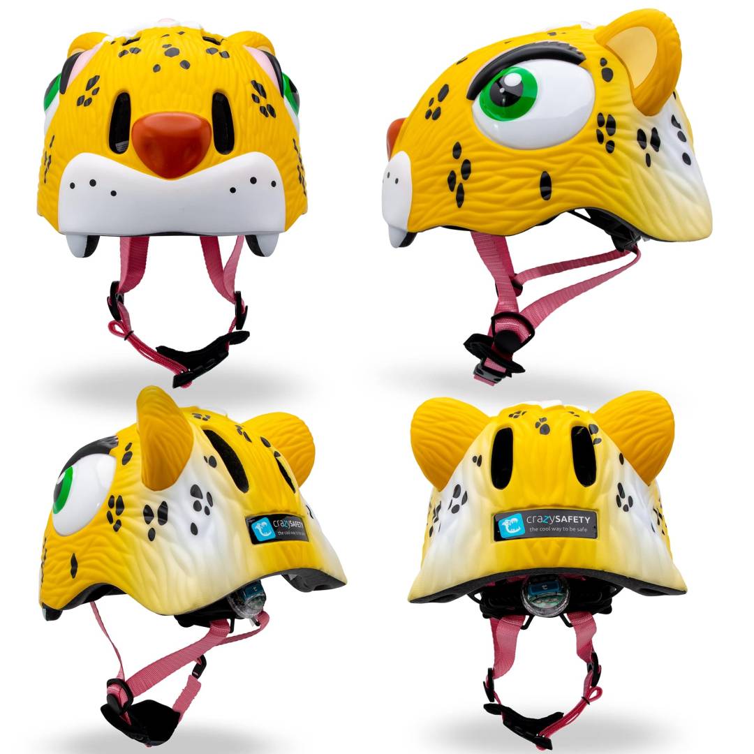 Capacete Para Criancas| Leopardo Amarelo| Crazy Safety | En1078 Certificado