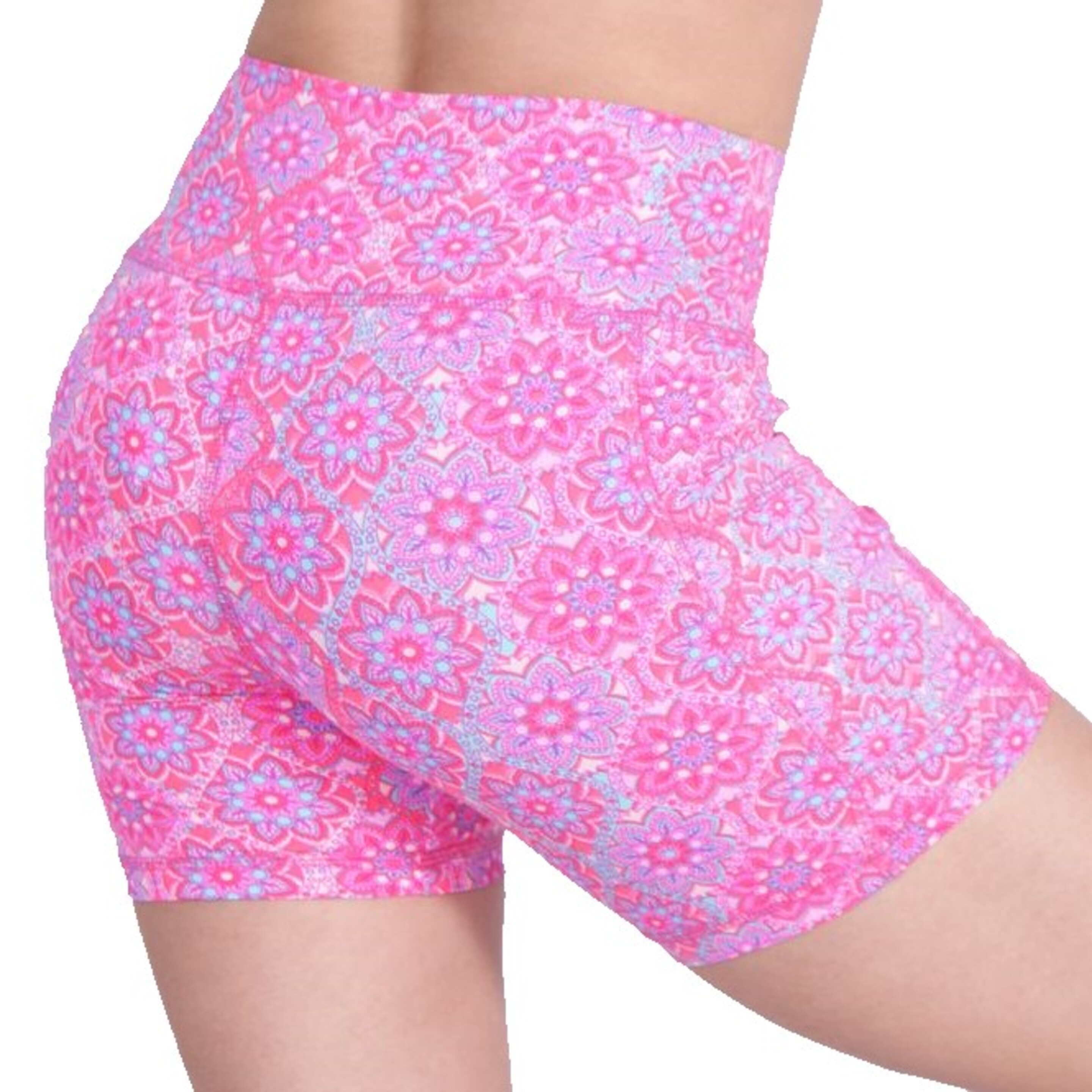 Short Deportivo Mujer Estampado Mandalas Rosa Pocket