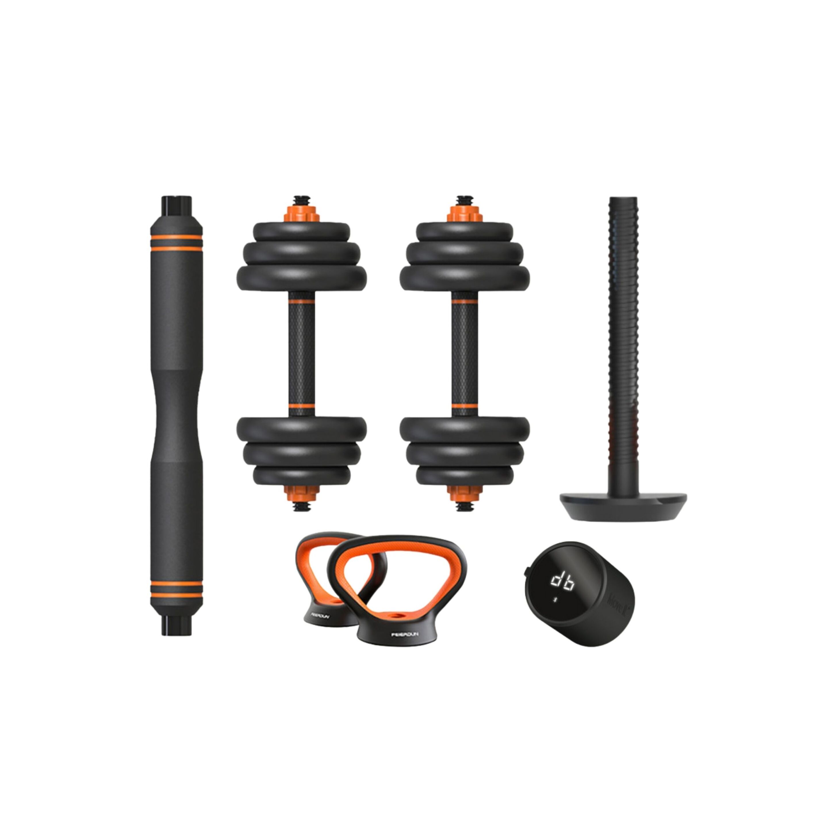 Pack Halteres Smart Kit Com Kettlebel Xiaomi Fed 30 Kgs E Sensor Smart - Preto | Sport Zone MKP