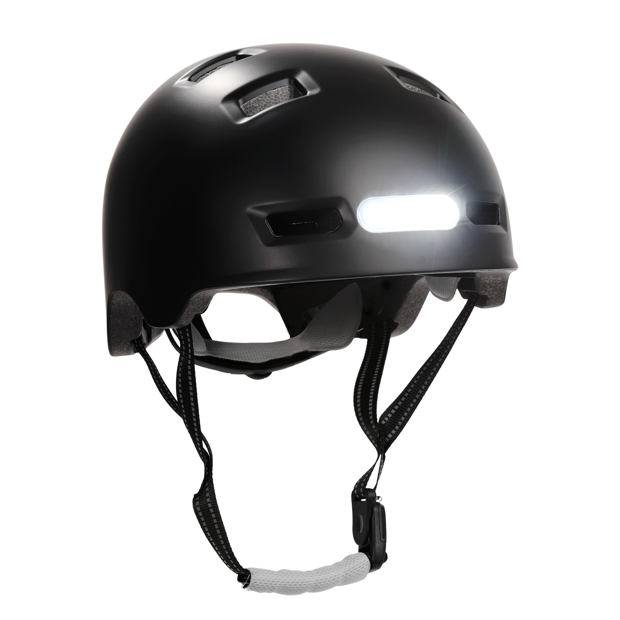 Capacete De Bicicleta De Skater Com Luz Frontal E Traseira | Preto L(57-61cm) - negro - 
