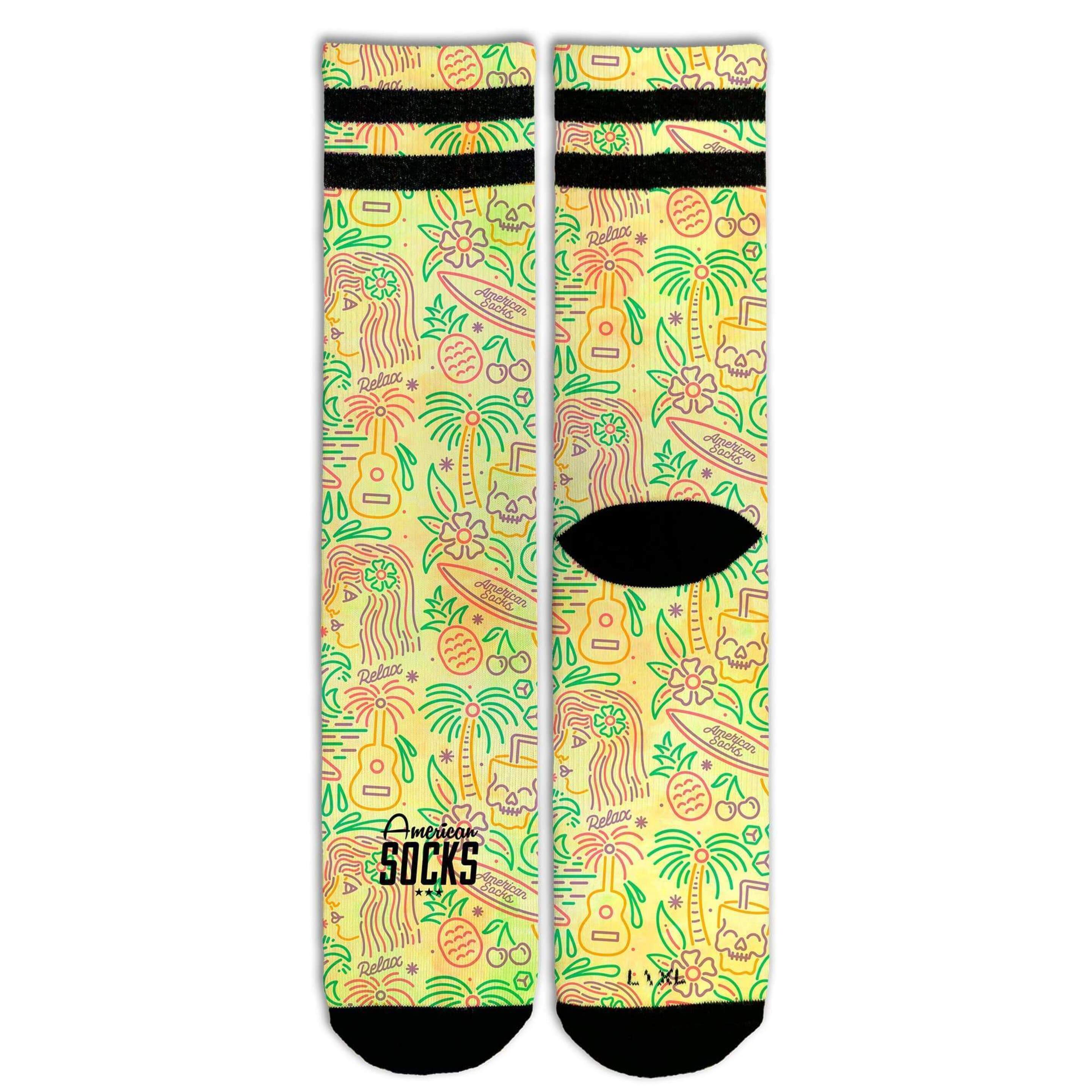 Meias American Socks - Tropical Vibe - Mid High - amarillo - 