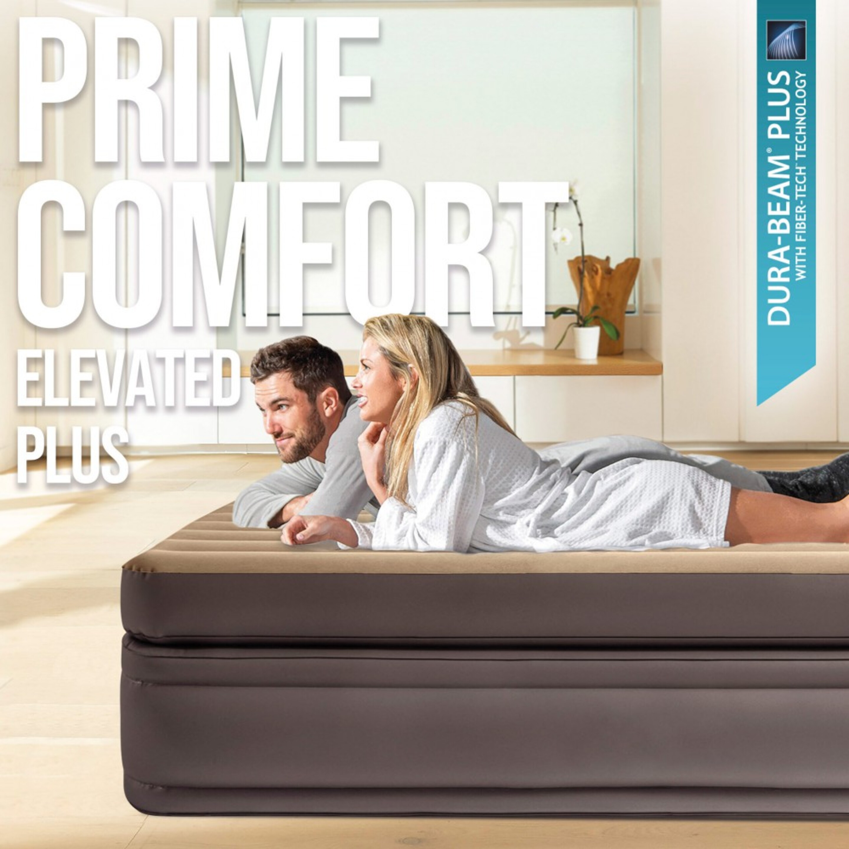 Colchón Inflable Doble Prime Comfort Elevated Intex - Beige  MKP