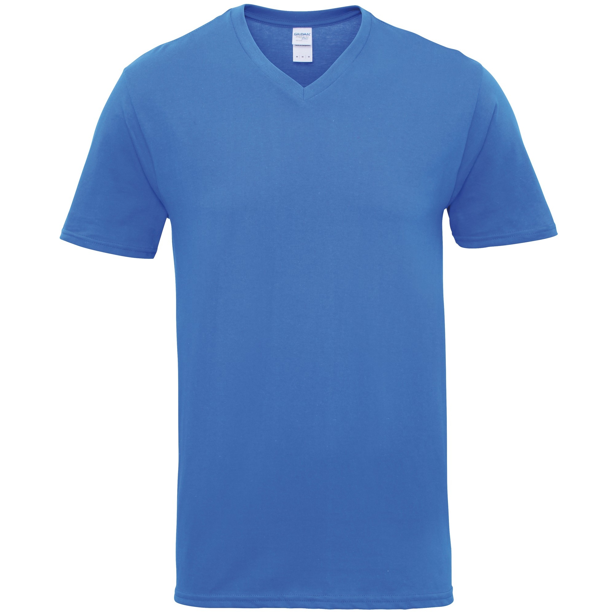 T-shirt Com Decote Em V Unissexo Gildan Modelo Premium - azul - 