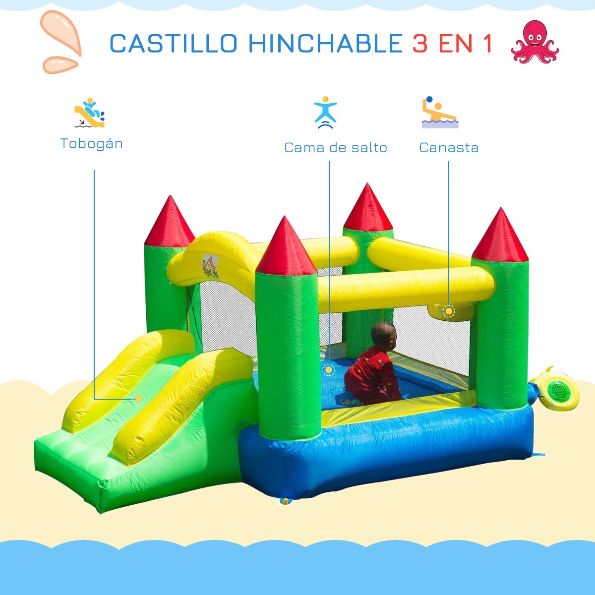 Castillo Hinchable Homcom 342-001