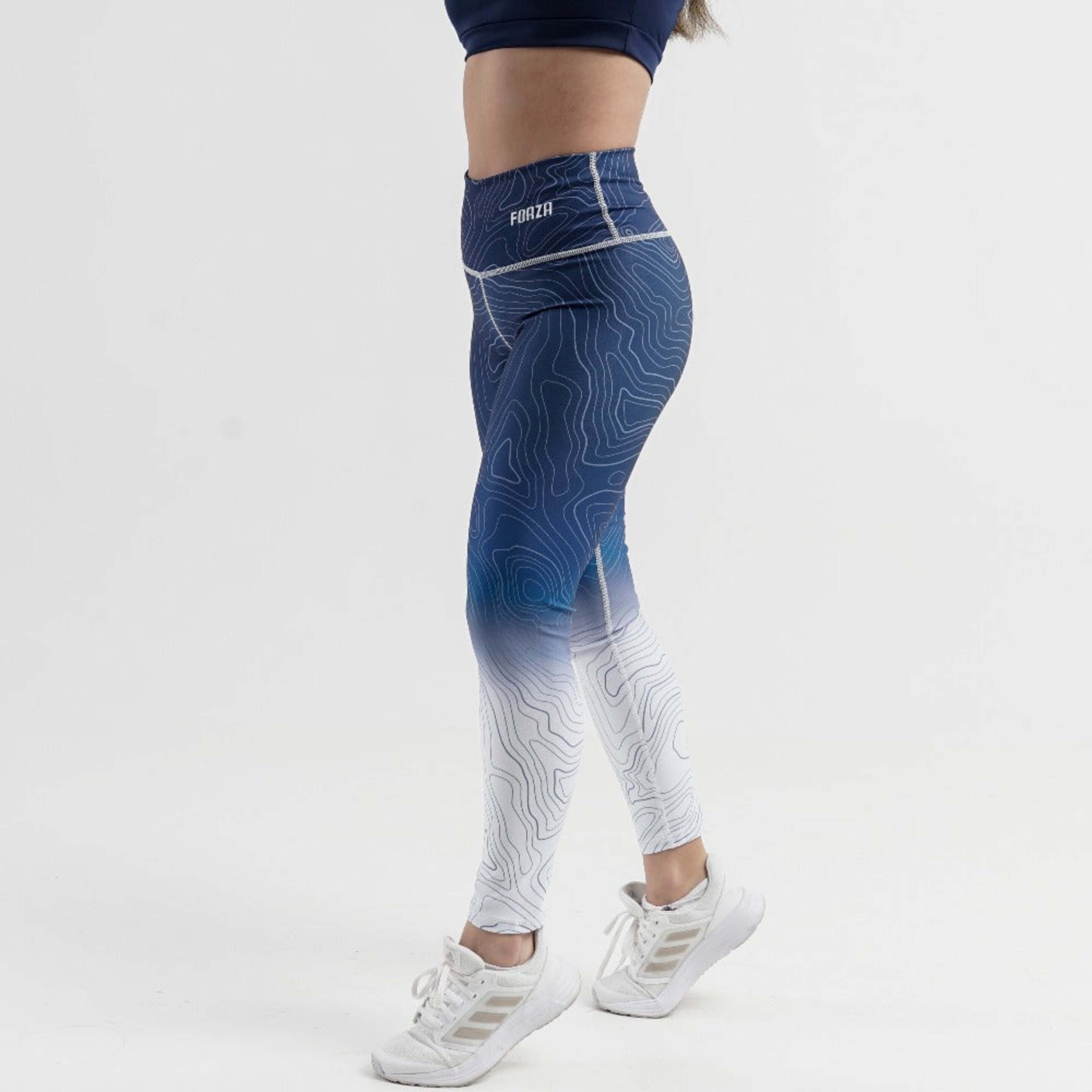Legging Earth Forza - Blanco/Azul - Legging Fitness Malla Mujer  MKP