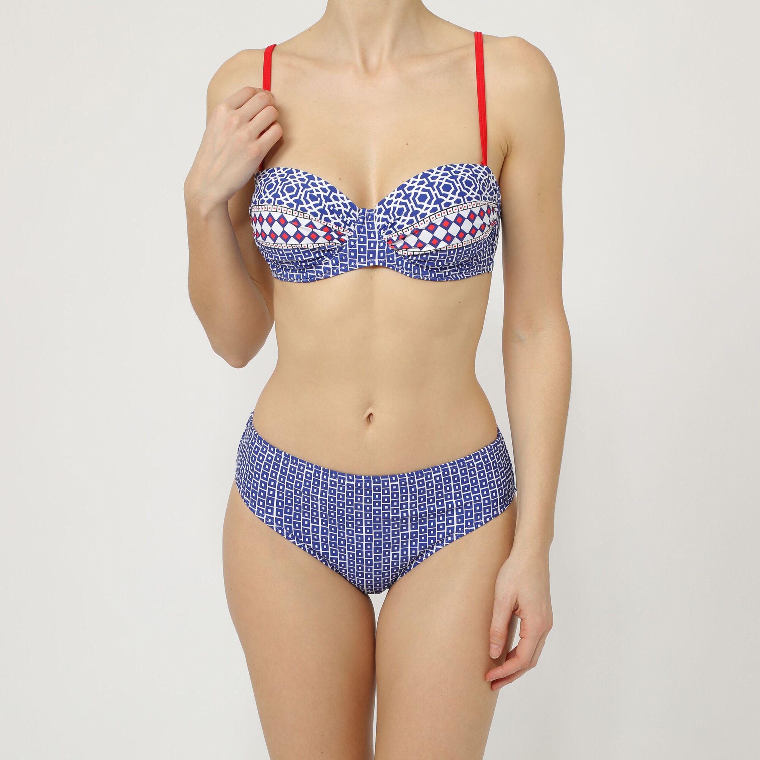 Conjunto Sujetador Bandeau De Baño + Braguita De Baño Estampado Geométrico