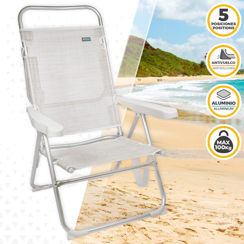 Saving Pack 2 Cadeiras De Praia Anti-queda Multiposições Ibiza 48x57x99 Cm Aktive