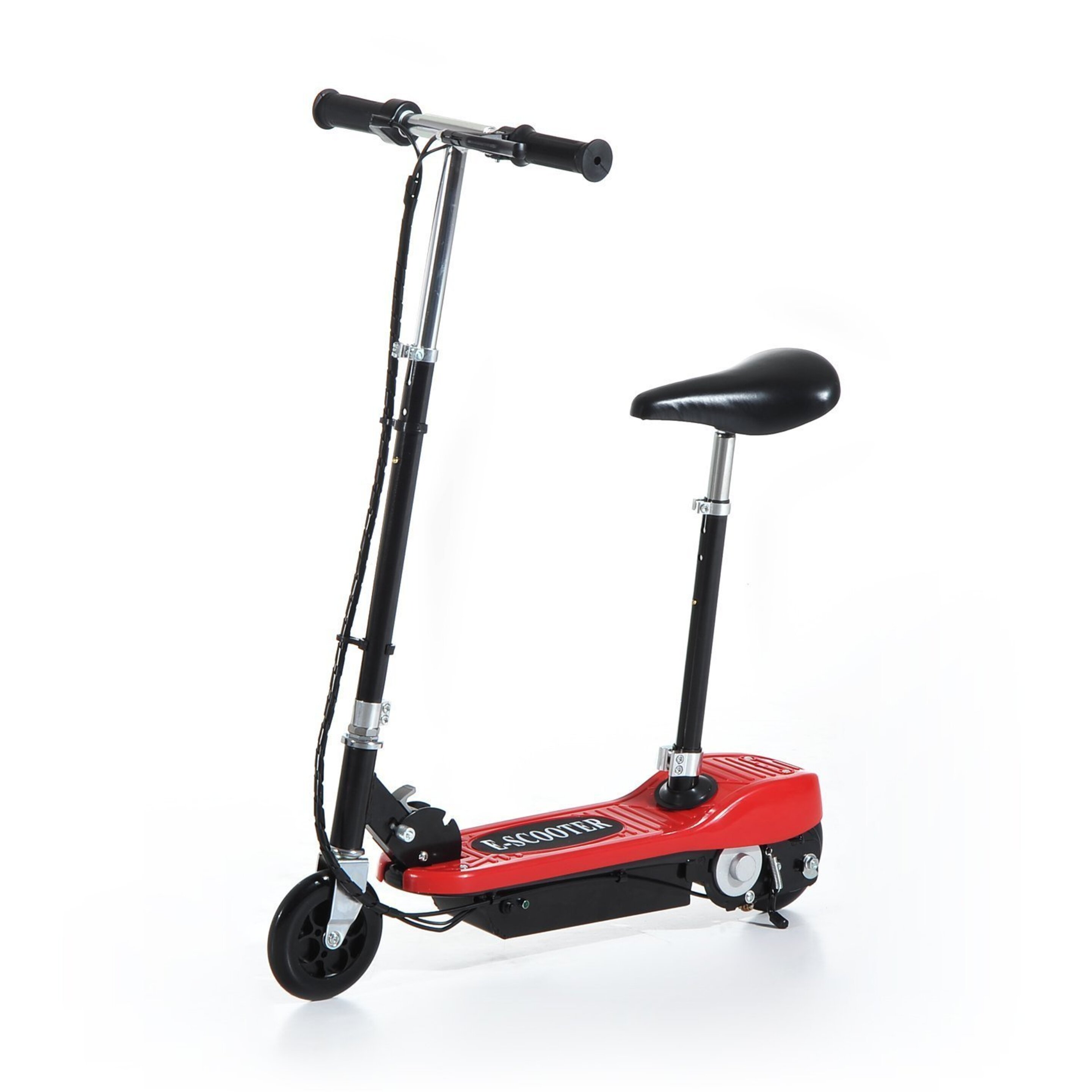 Homcom® Patinete Eléctrico Plegable E-scooter Batería 120w Manillar Asiento Ajustable Rojo