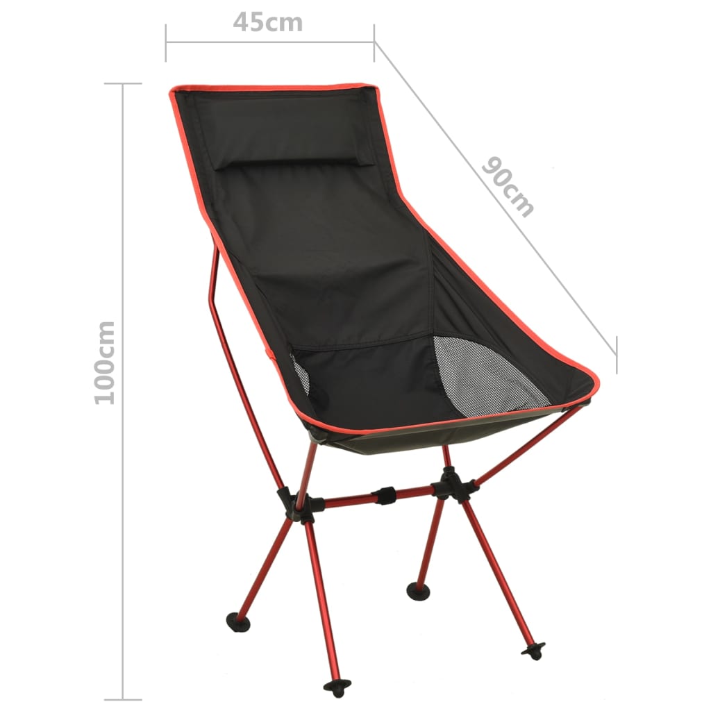 Vidaxl Silla De Camping Plegable Pvc Y Aluminio Negro