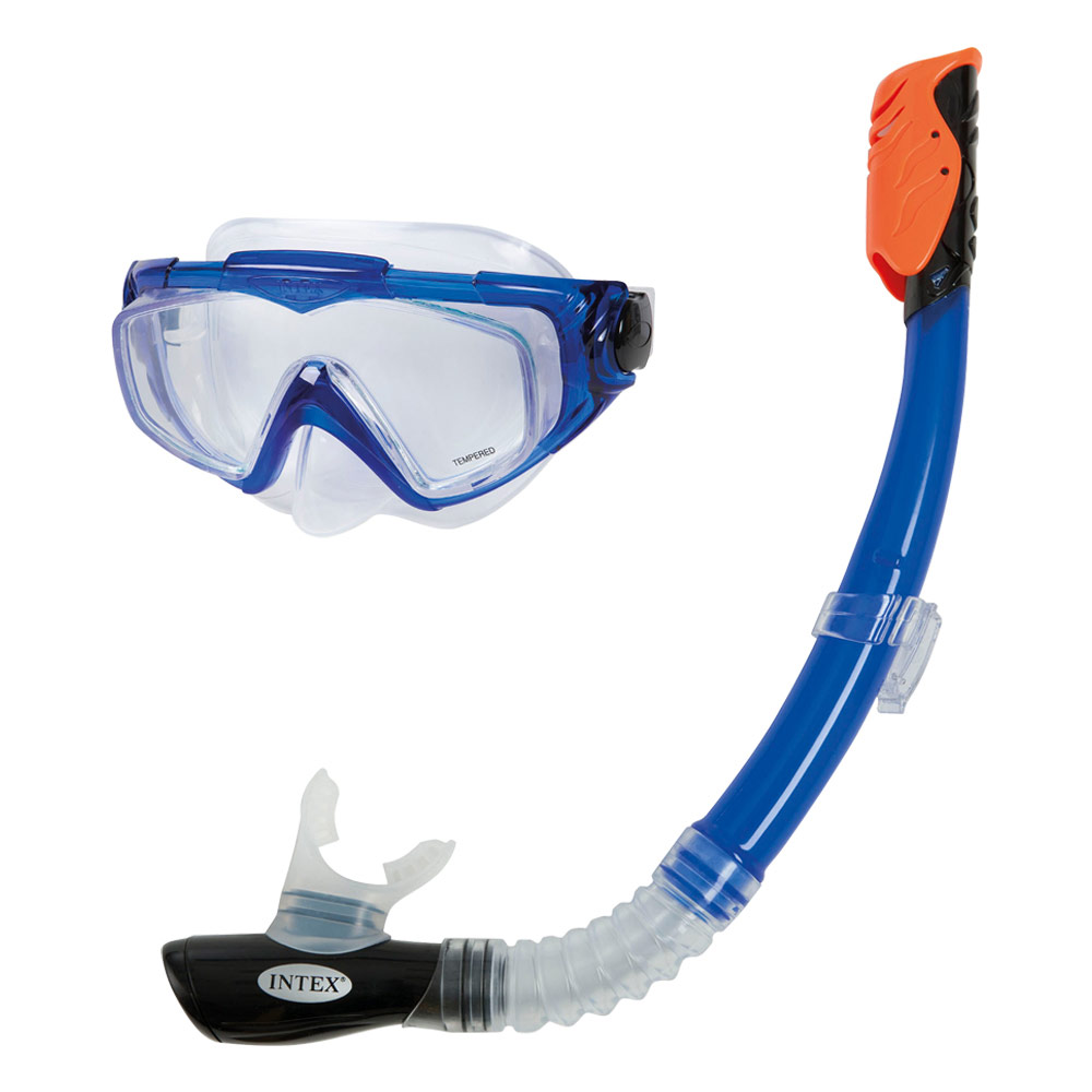 Óculos E Tubo Mergulho Intex Silicone Aqua +14 Anos