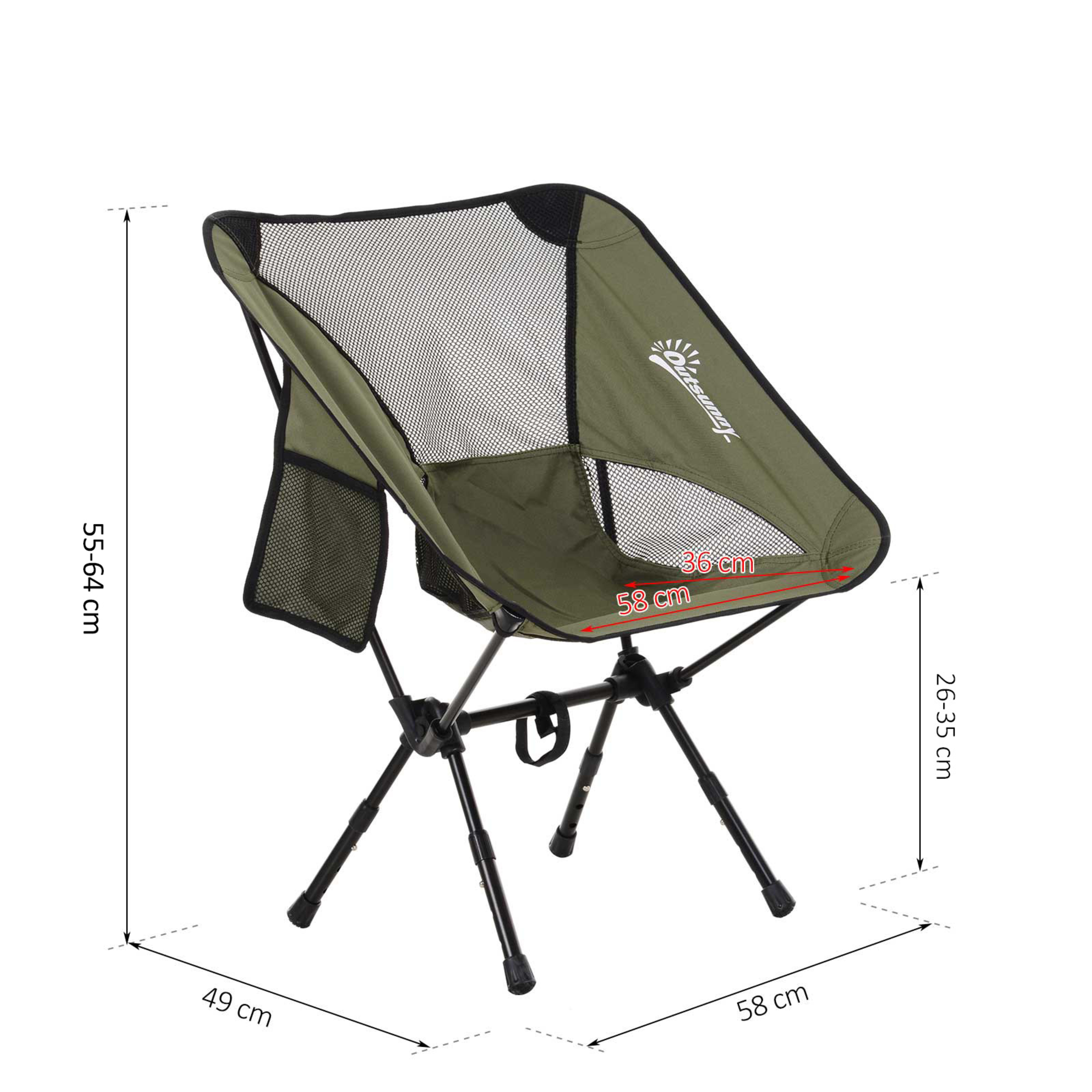 Outsunny Silla Plegable Con Bolsa Para Camping 58x49x64cm Verde