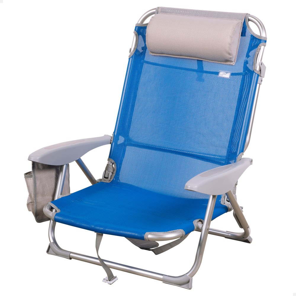 Cadeira De Praia De 4 Posições Com Almofada E Bases Para Copos Aktive