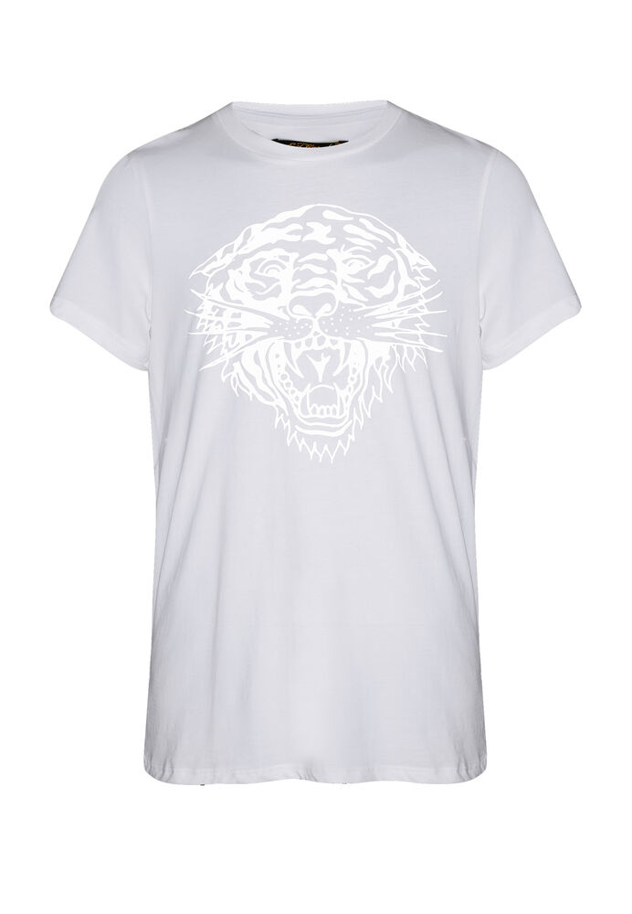 Camisetas Ed Hardy Tiger Glow Tape Crop Tank Top White