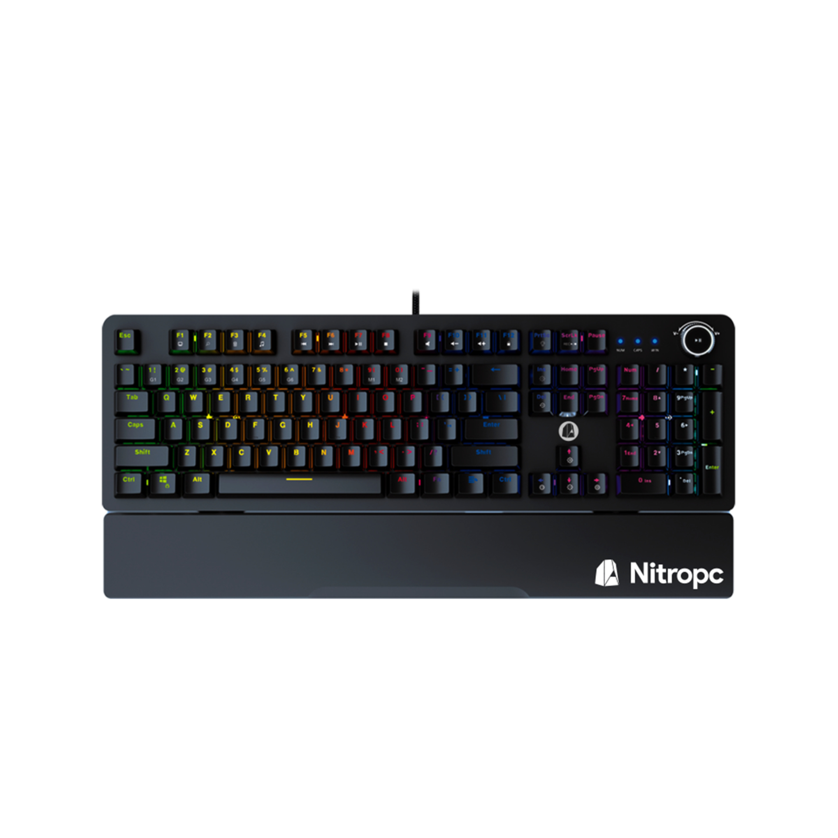 Teclado Gaming Nitropc Nk100 Mecánico Con Switches Blue E Iluminación Rgb Totalmente Configurable